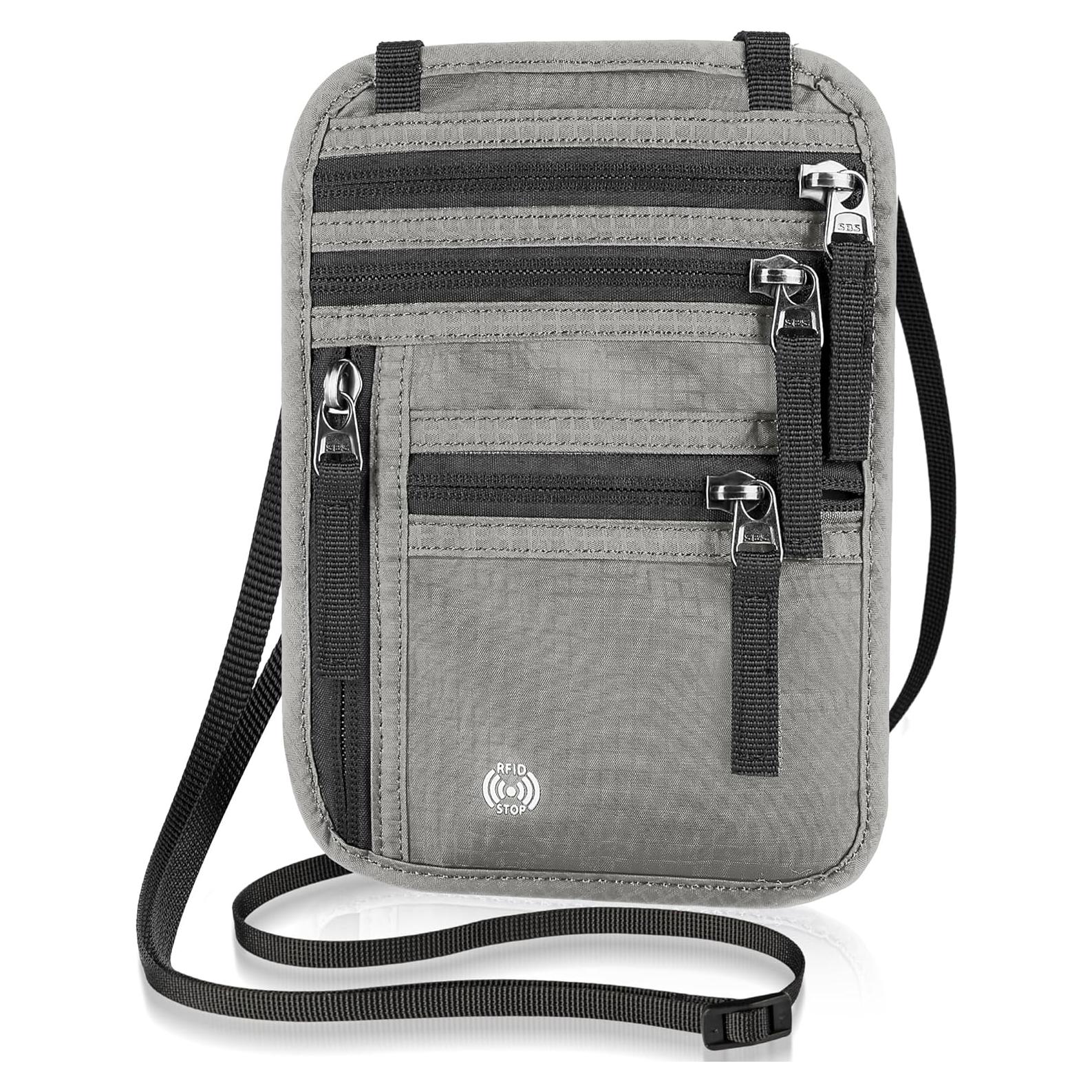 Billetera de Cuello de Viaje Likesing Gris con Bloqueo RFID