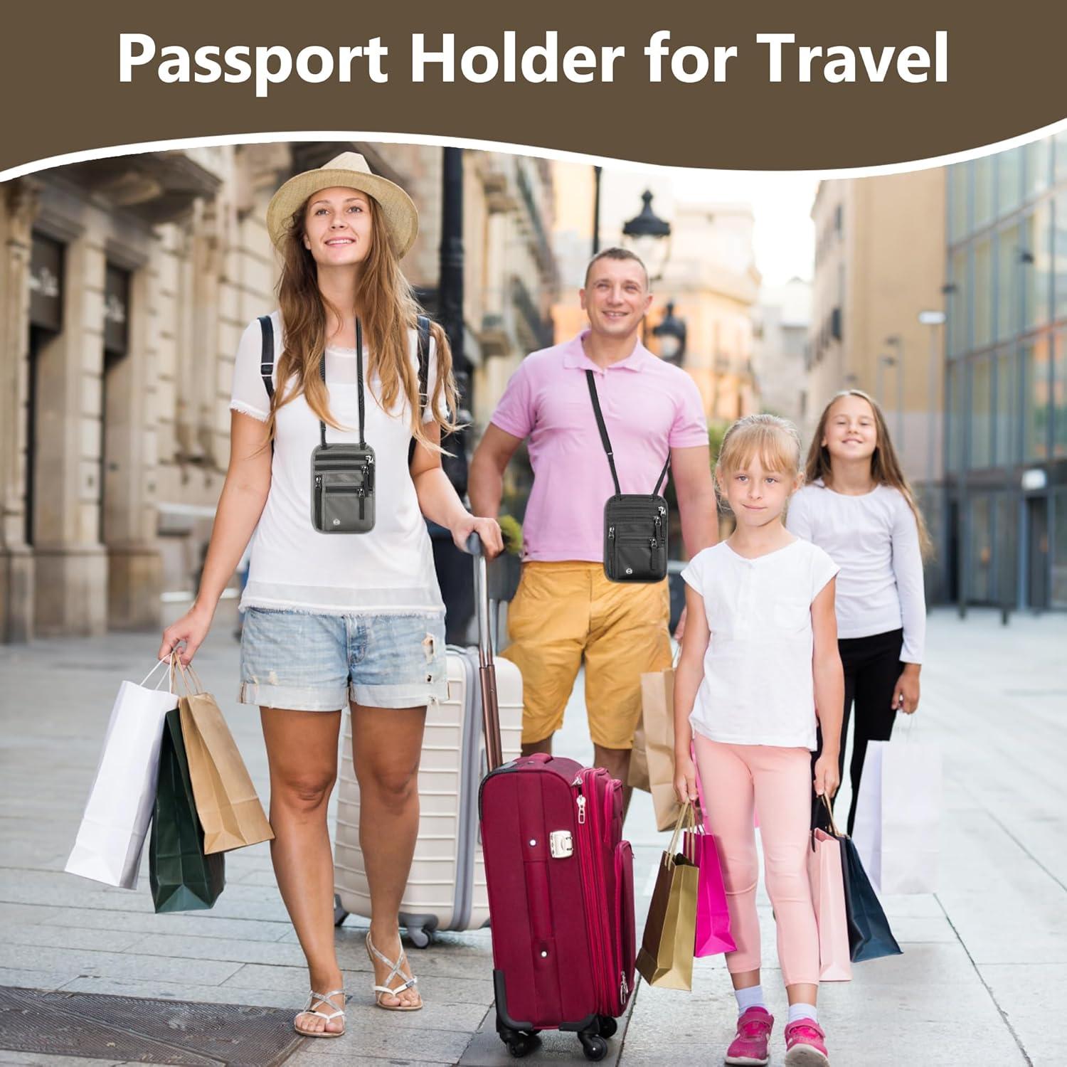 Billetera de Cuello de Viaje Likesing Gris con Bloqueo RFID