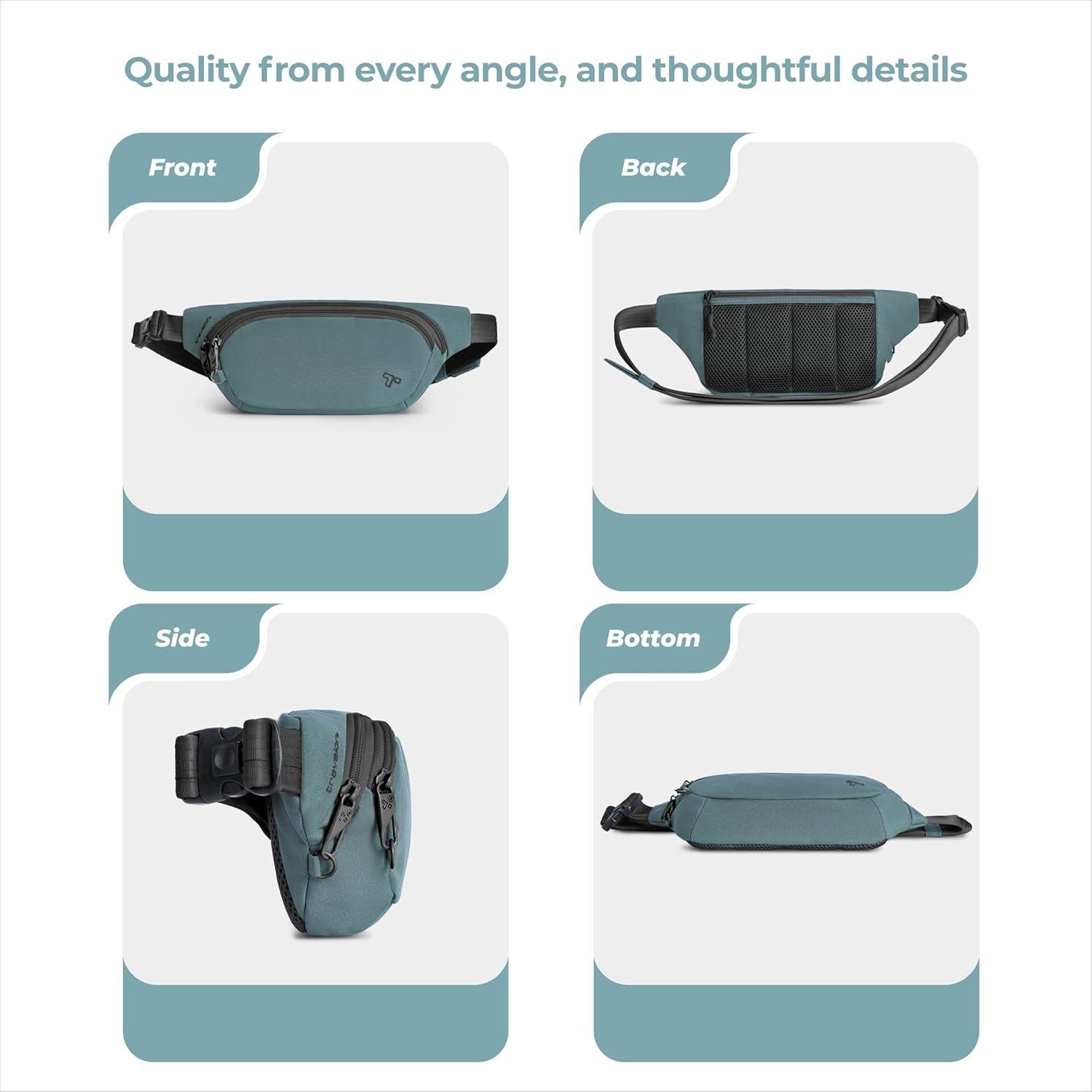 Bolso de Cintura Anti-Robo Travelon 28x15 cm Azul Pizarra