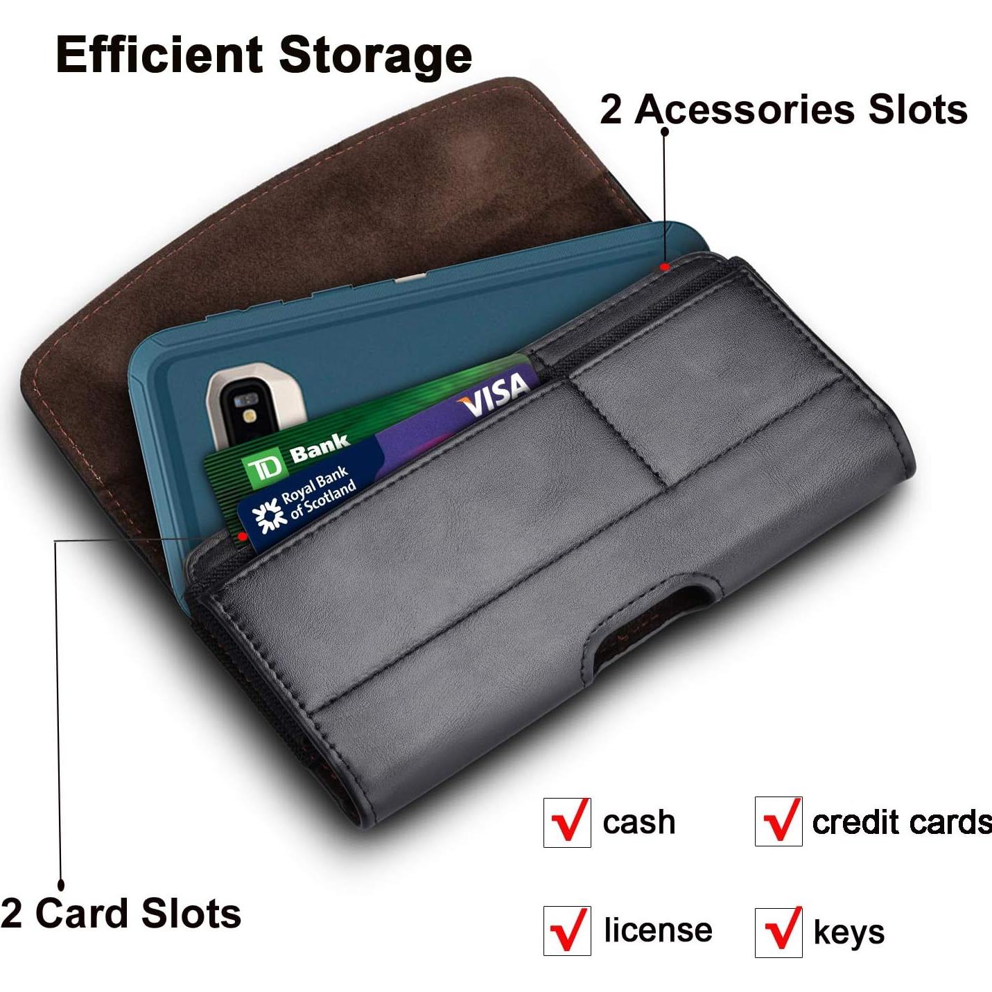 Funda de cuero Takfox para smartphones hasta 17 cm con clip