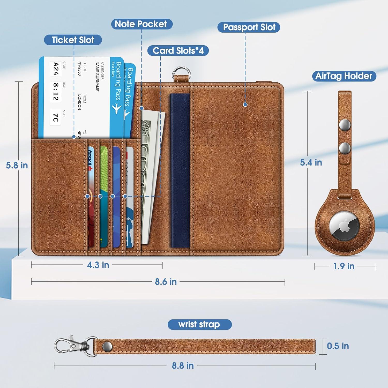 Porta Pasaporte Fintie Slim con Soporte para Airtag y RFID