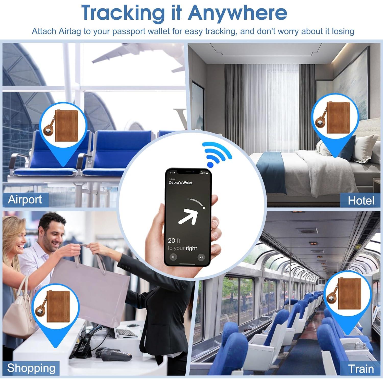 Porta Pasaporte Fintie Slim con Soporte para Airtag y RFID