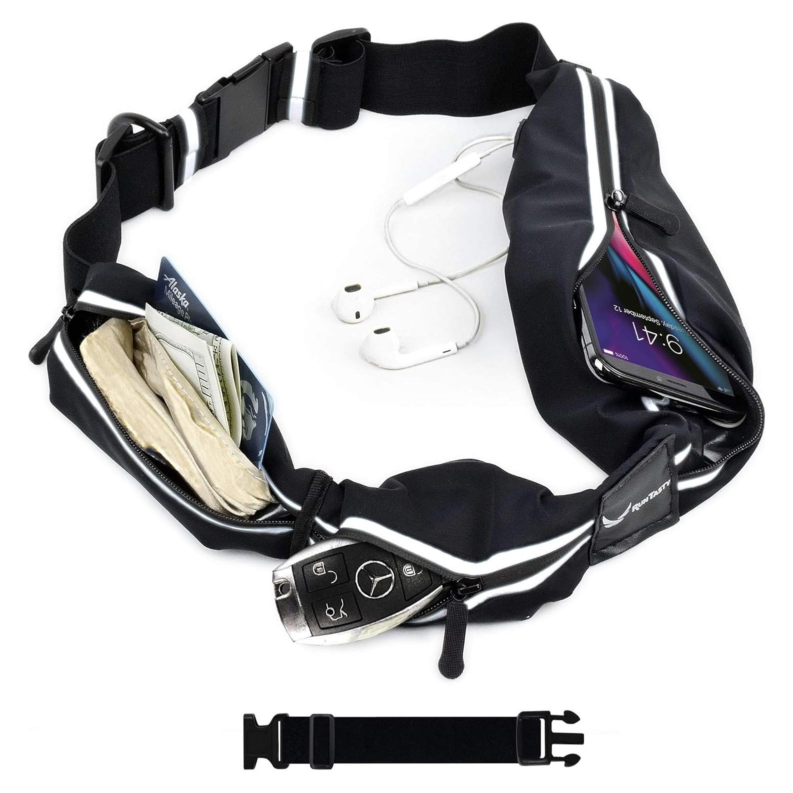 Cinturón de Correr Karma Gear Negro con 3 Bolsillos RFID