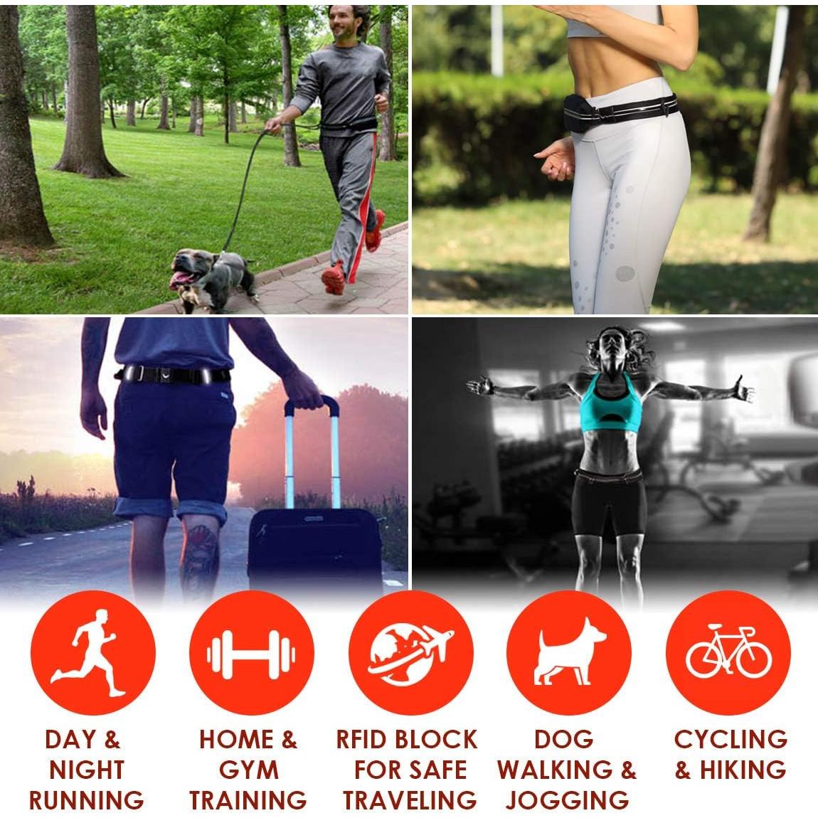 Cinturón de Correr Karma Gear Negro con 3 Bolsillos RFID