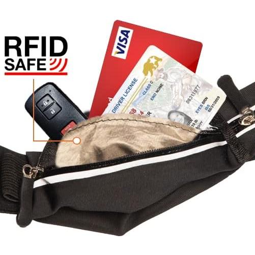 Cinturón de Correr Karma Gear Negro con 3 Bolsillos RFID