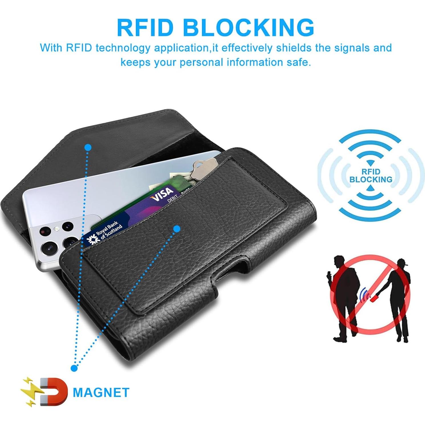 Funda de Cuero para Teléfono Celular con Clip EBIZCITY - Negro