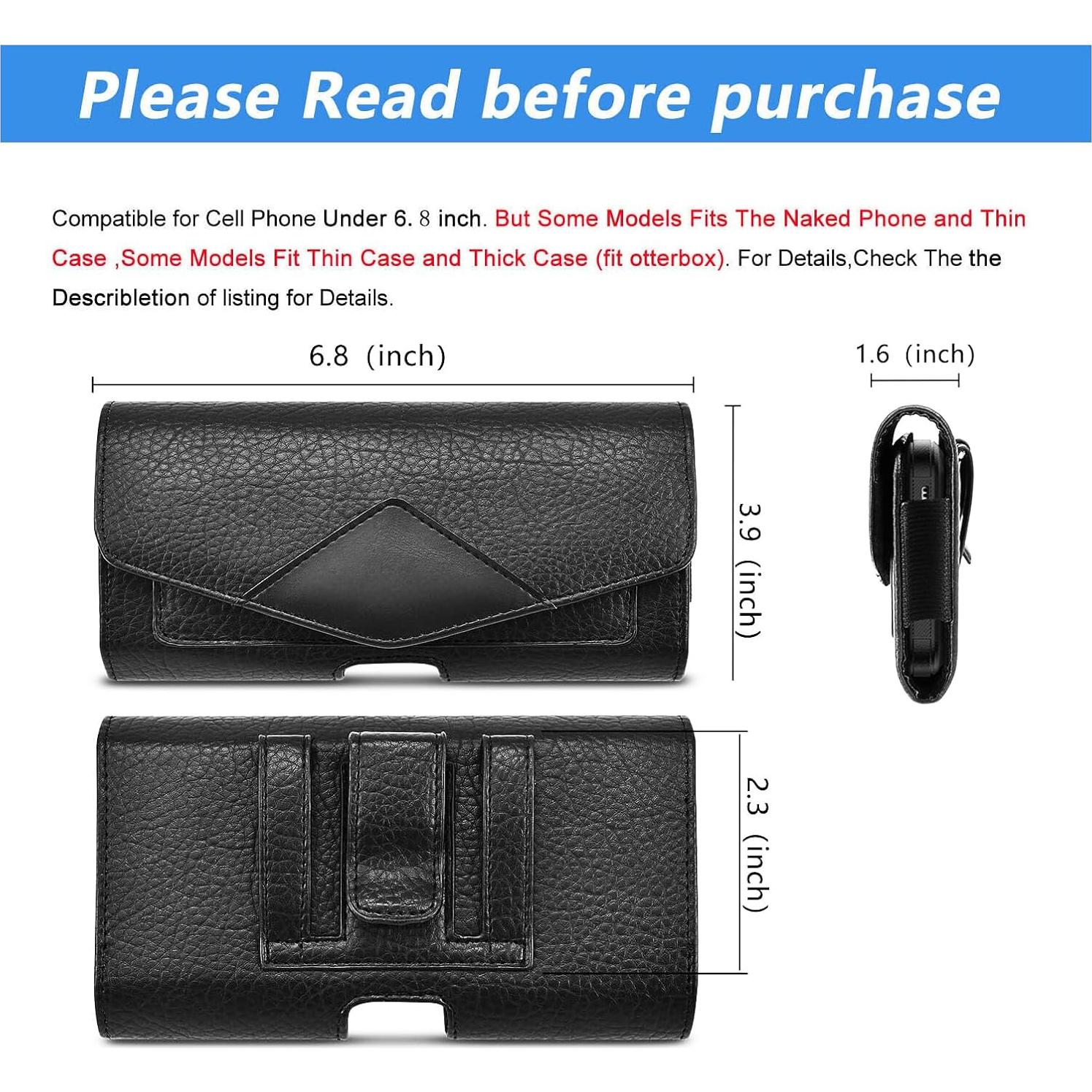 Funda de Cuero para Teléfono Celular con Clip EBIZCITY - Negro