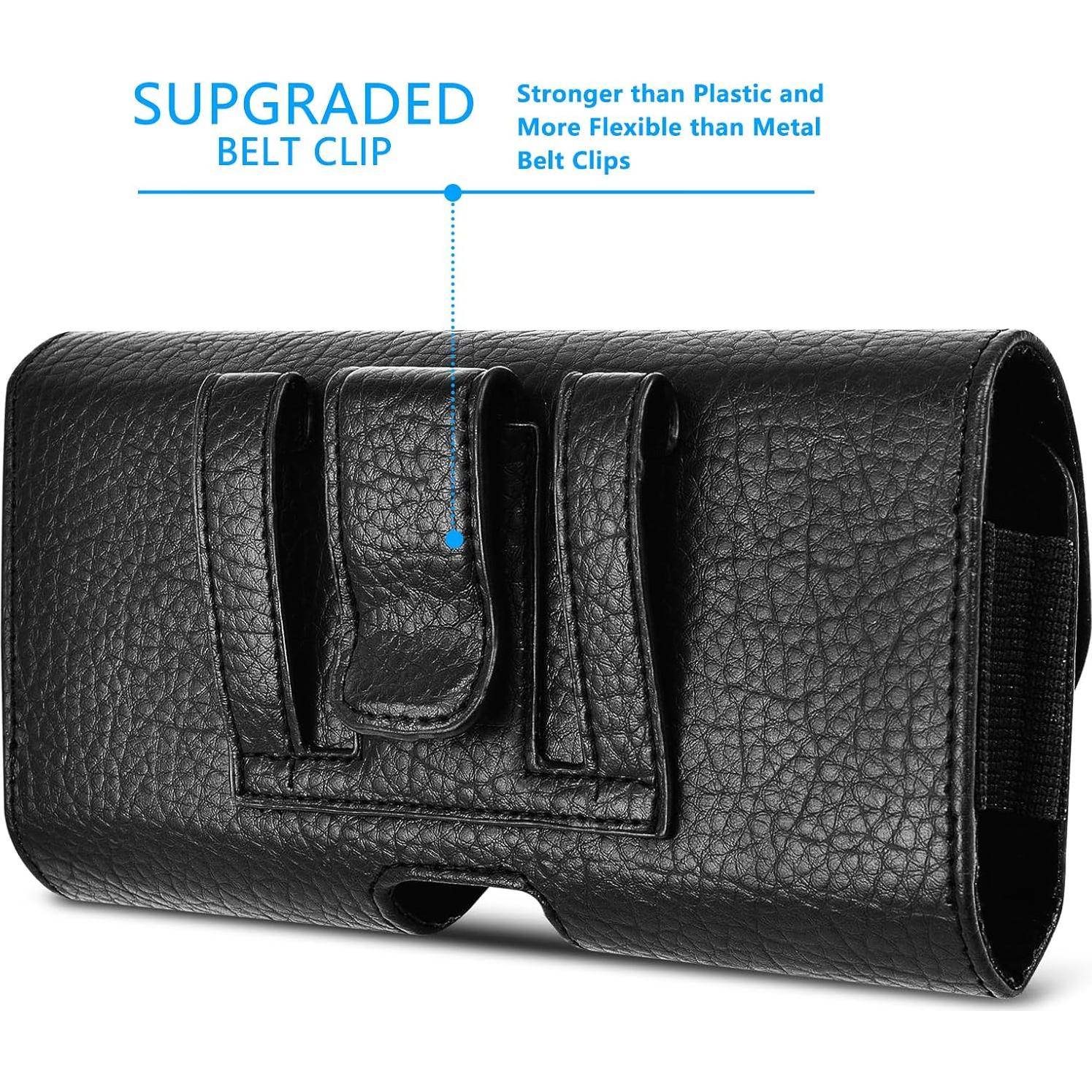 Funda de Cuero para Teléfono Celular con Clip EBIZCITY - Negro