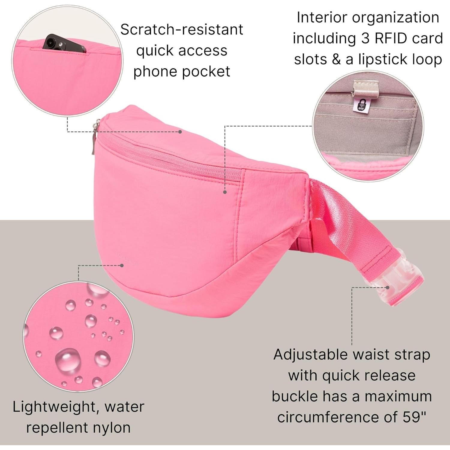 Riñonera Baggallini Cruzada Ligera 30.5x17.8cm con RFID