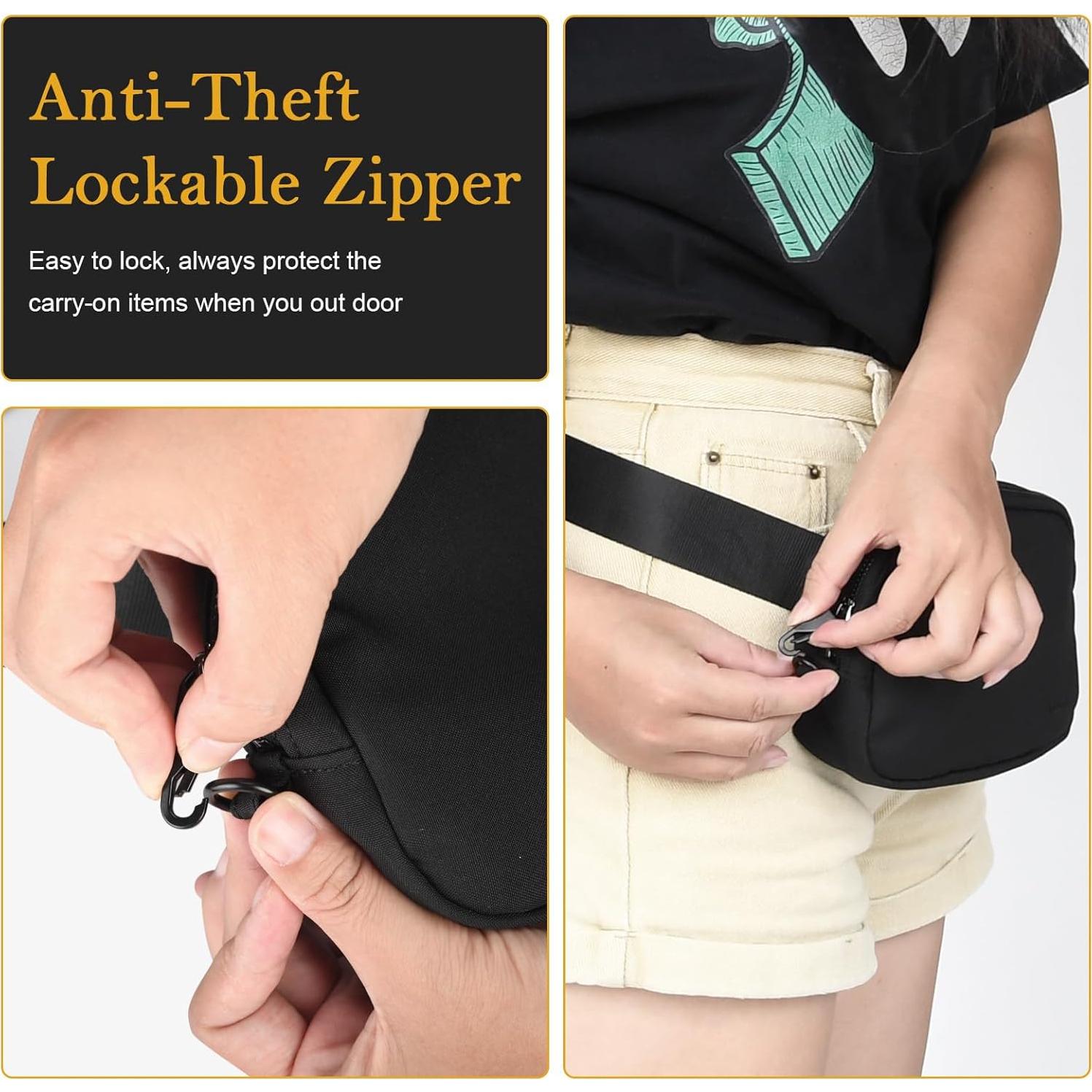 Bolso de Cintura Antirrobo MELCOU Unisex Negro 21x14.2cm