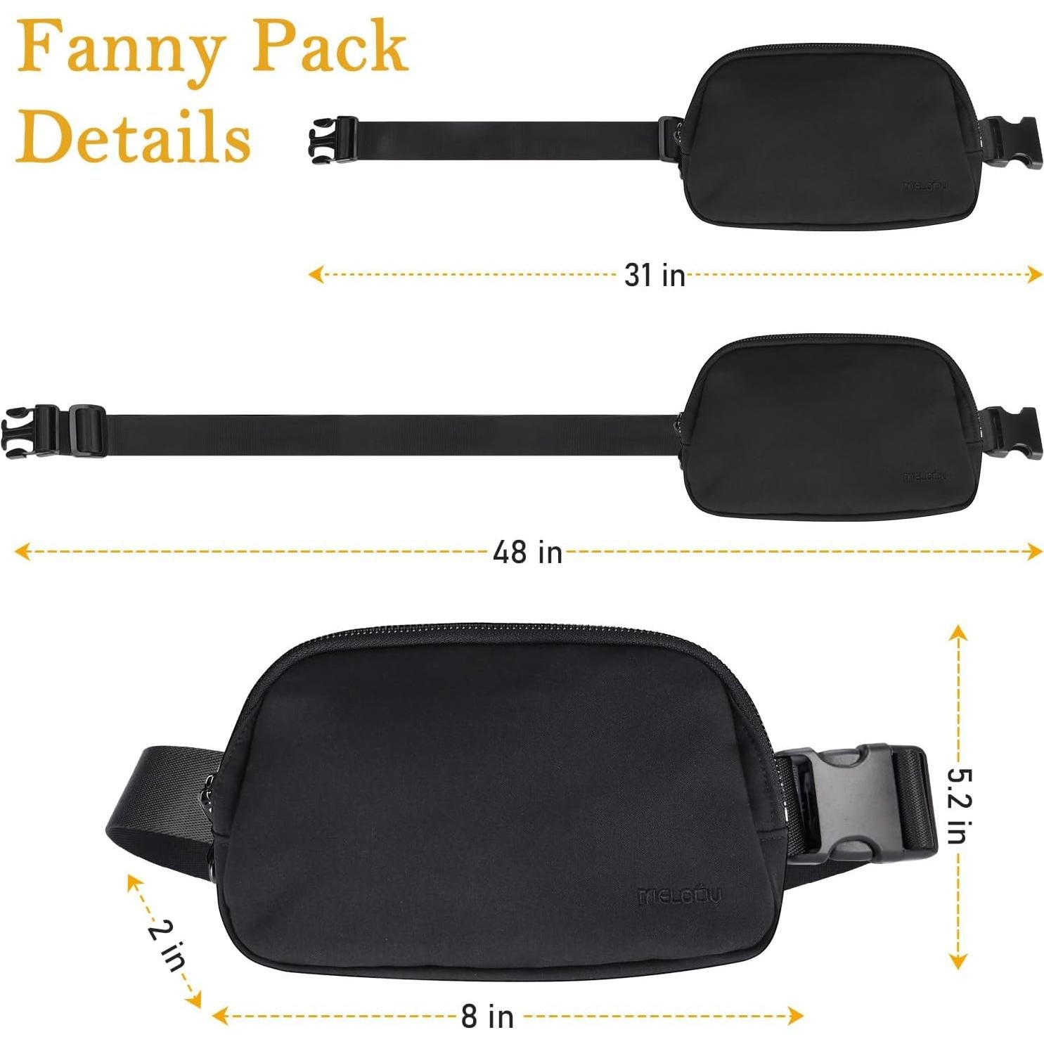 Bolso de Cintura Antirrobo MELCOU Unisex Negro 21x14.2cm