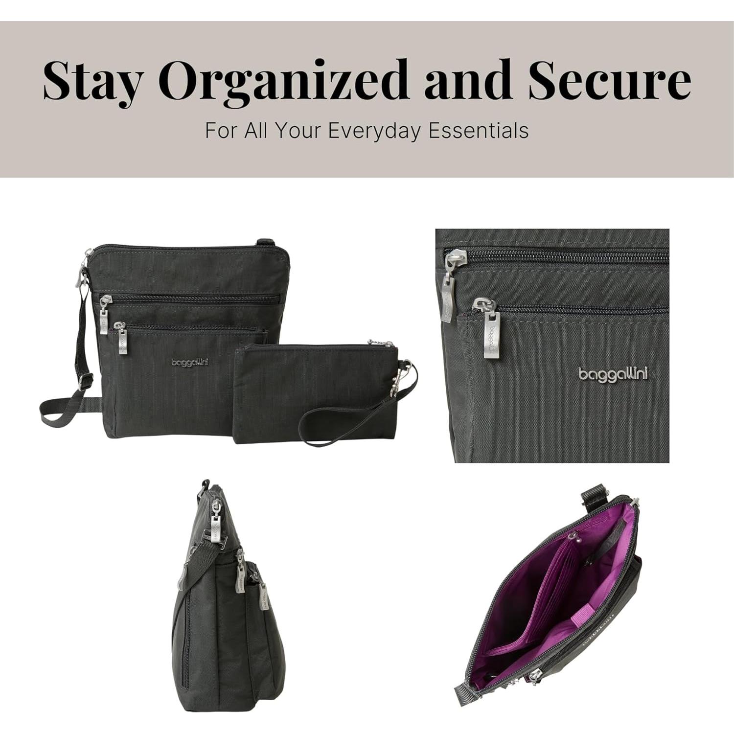 Bolso Cruzado Baggallini Pocket Mujer 21.6x21.6cm Ligero RFID