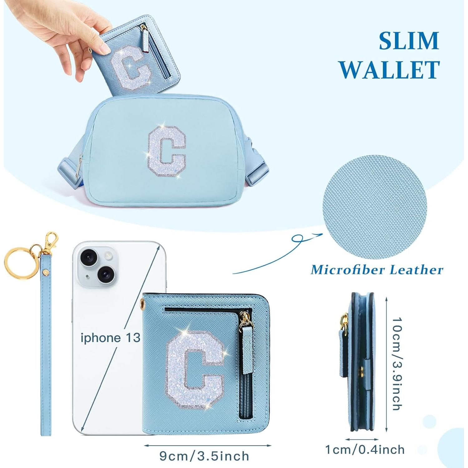 Cartera Bifold Compacta RFID COSHAYSOO Azul para Mujeres