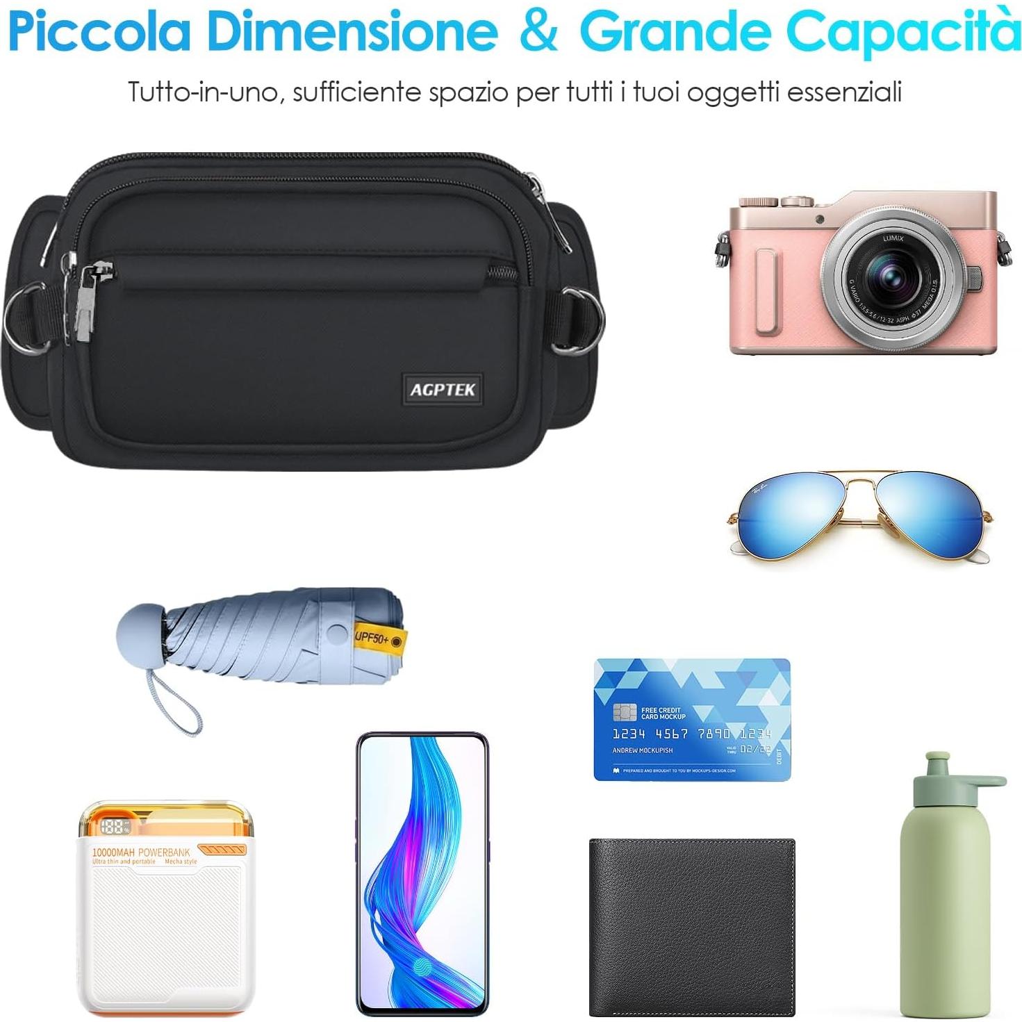 Riñonera AGPTEK Unisex Ajustable Impermeable 23x13cm