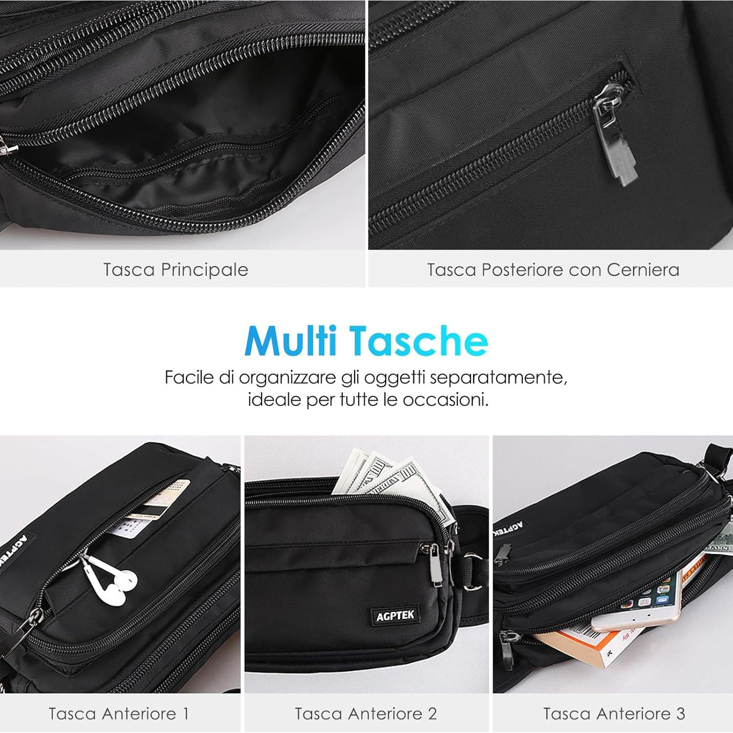 Riñonera AGPTEK Unisex Ajustable Impermeable 23x13cm