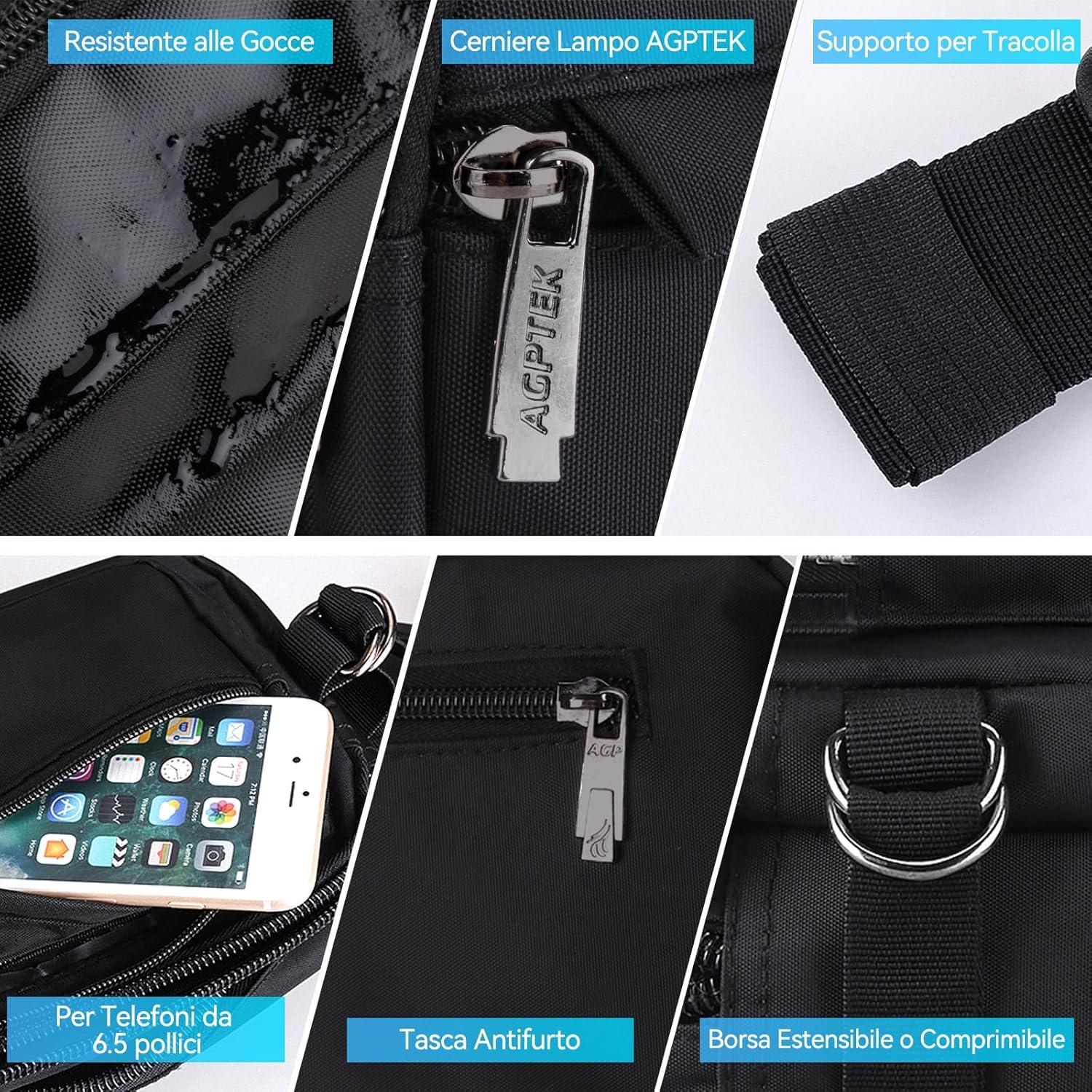 Riñonera AGPTEK Unisex Ajustable Impermeable 23x13cm