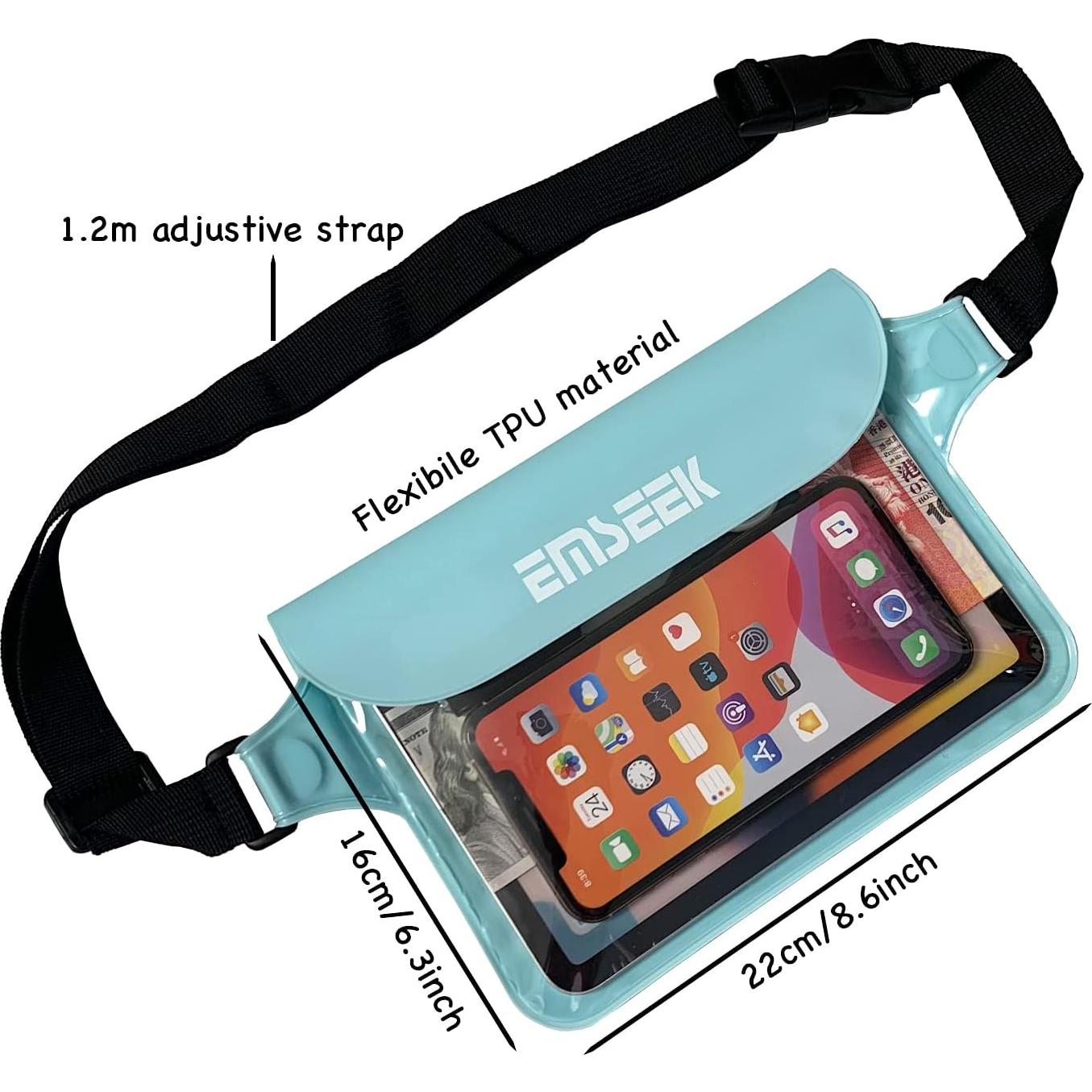 Bolsa de Cintura Impermeable EMSEEK IPX8 Verde Claro 21.8x16 cm