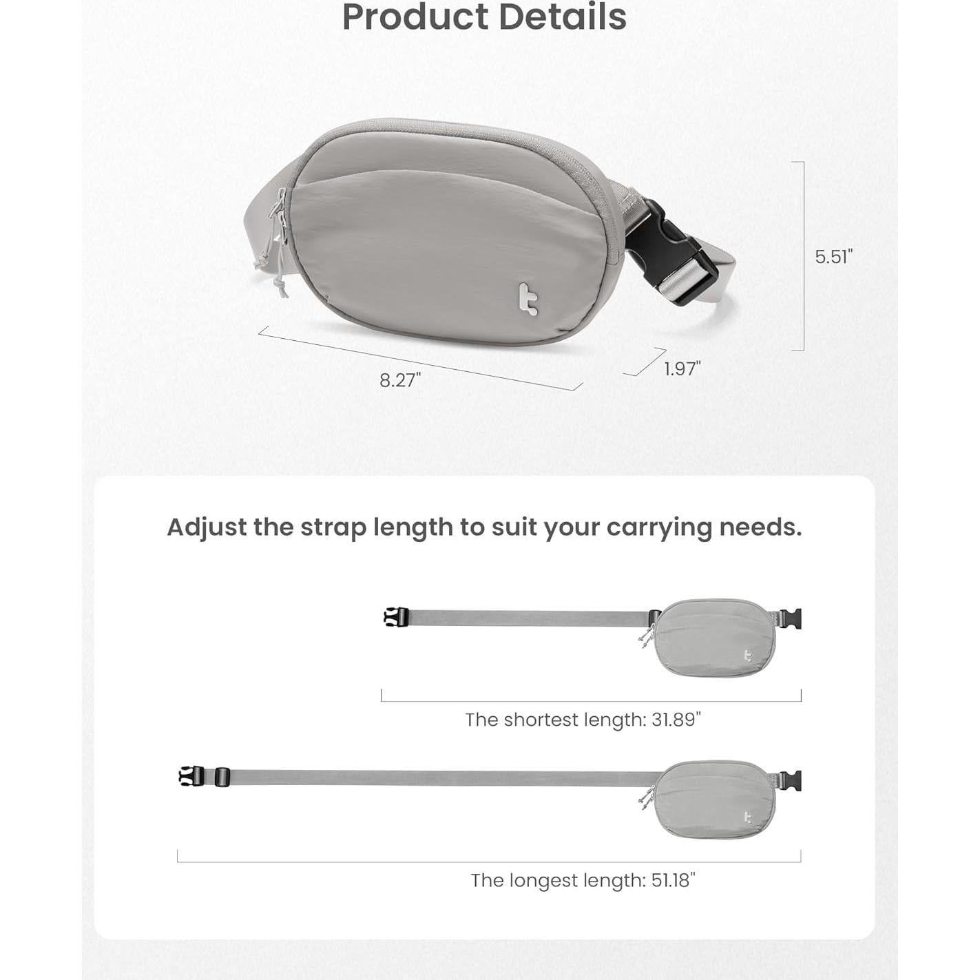 Bolsa de Cintura Tomtoc Sling Bean Gris 1.5L con Bloqueo RFID