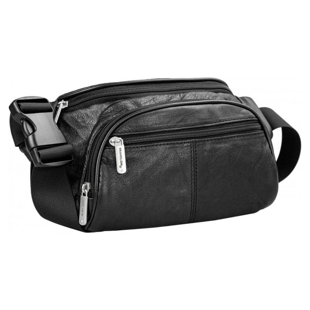 Riñonera de Cuero Travelon con Bloqueo RFID - Negro