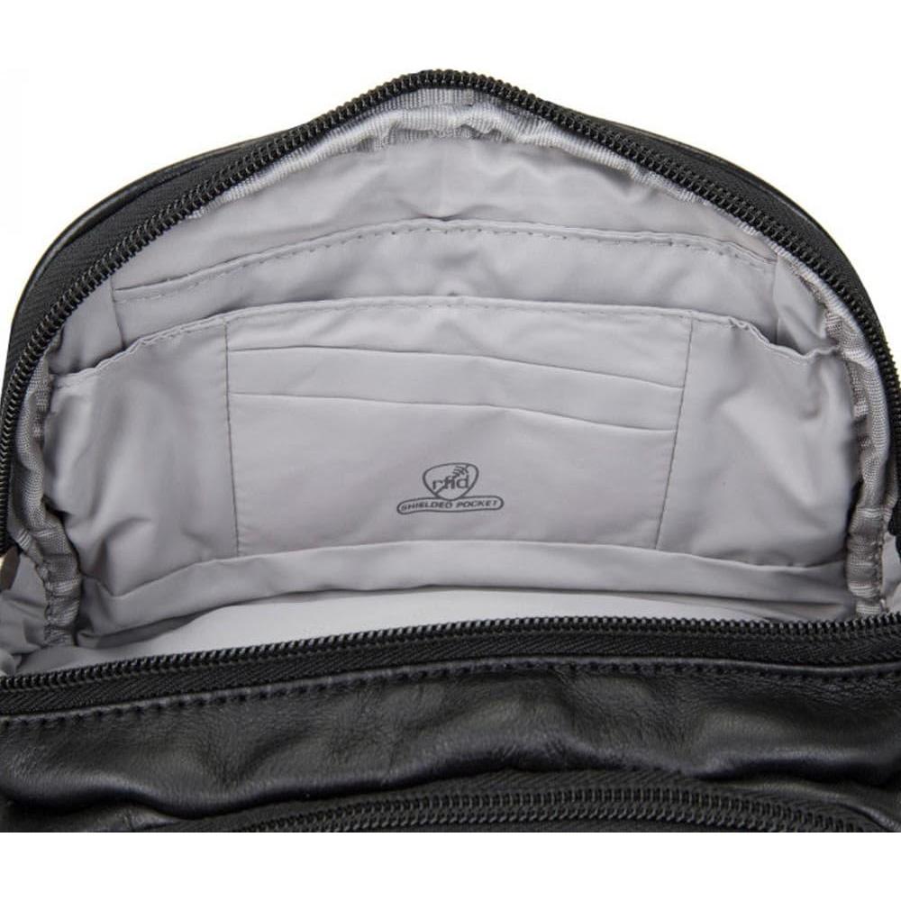 Riñonera de Cuero Travelon con Bloqueo RFID - Negro