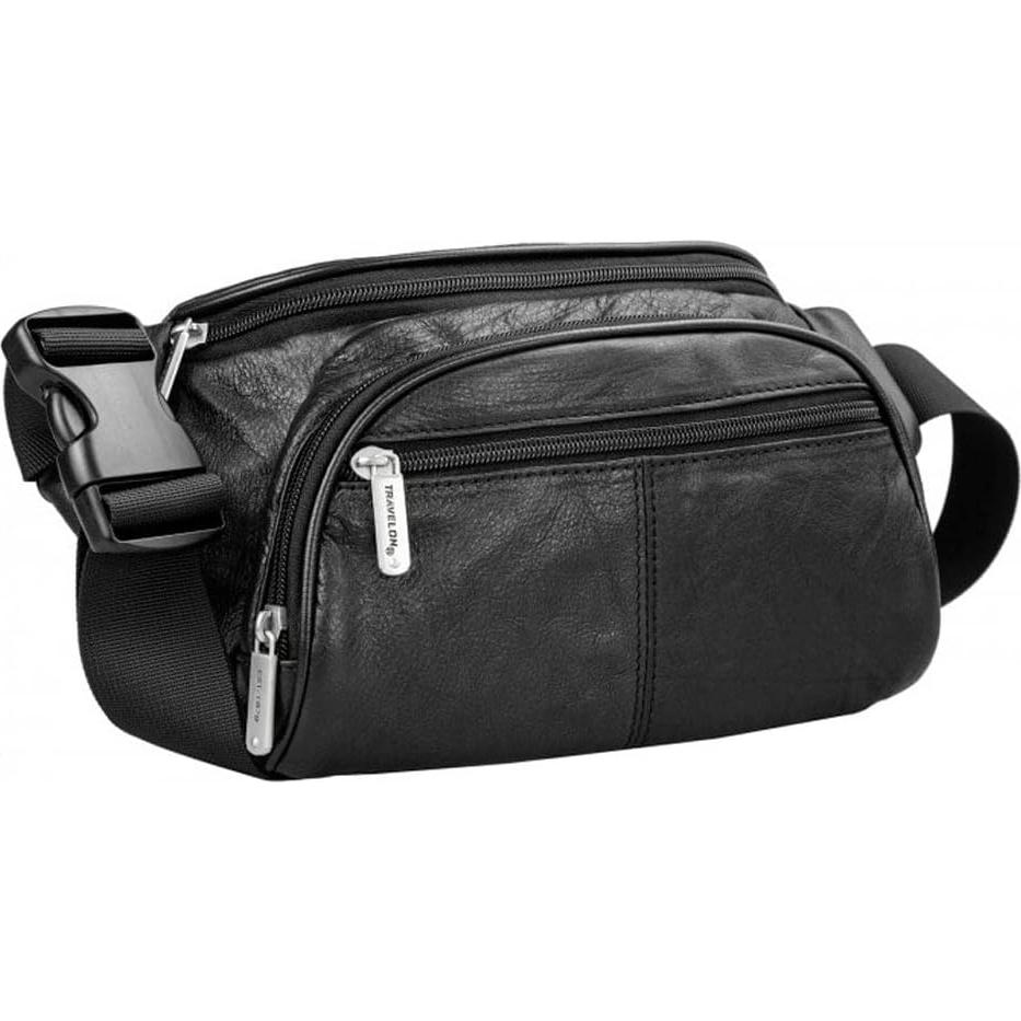 Riñonera de Cuero Travelon con Bloqueo RFID - Negro