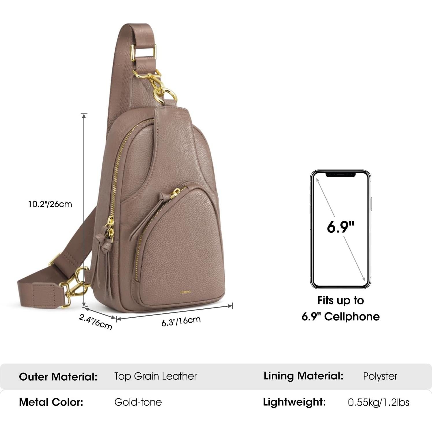 Bolso Bandolera de Cuero Kattee para Mujeres con Bloqueo RFID