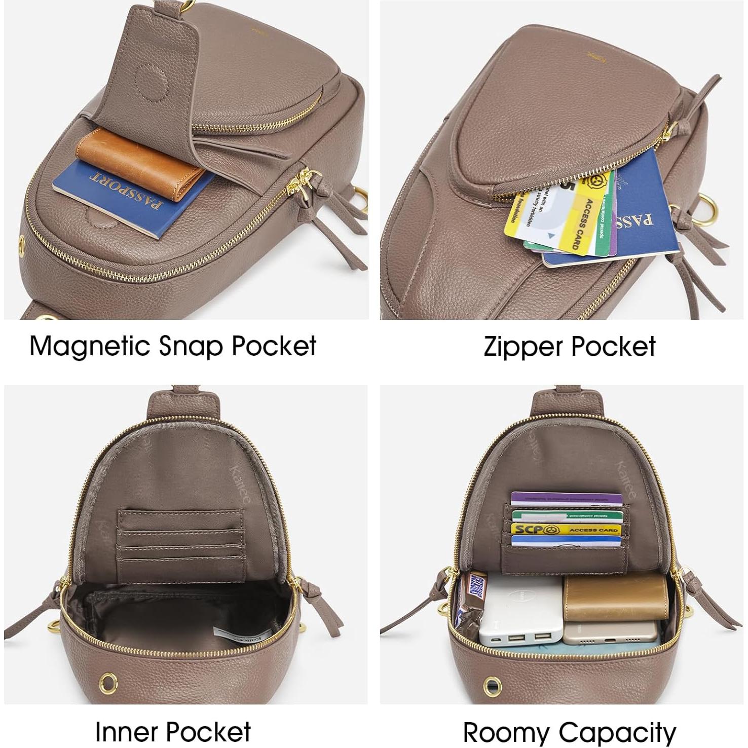 Bolso Bandolera de Cuero Kattee para Mujeres con Bloqueo RFID