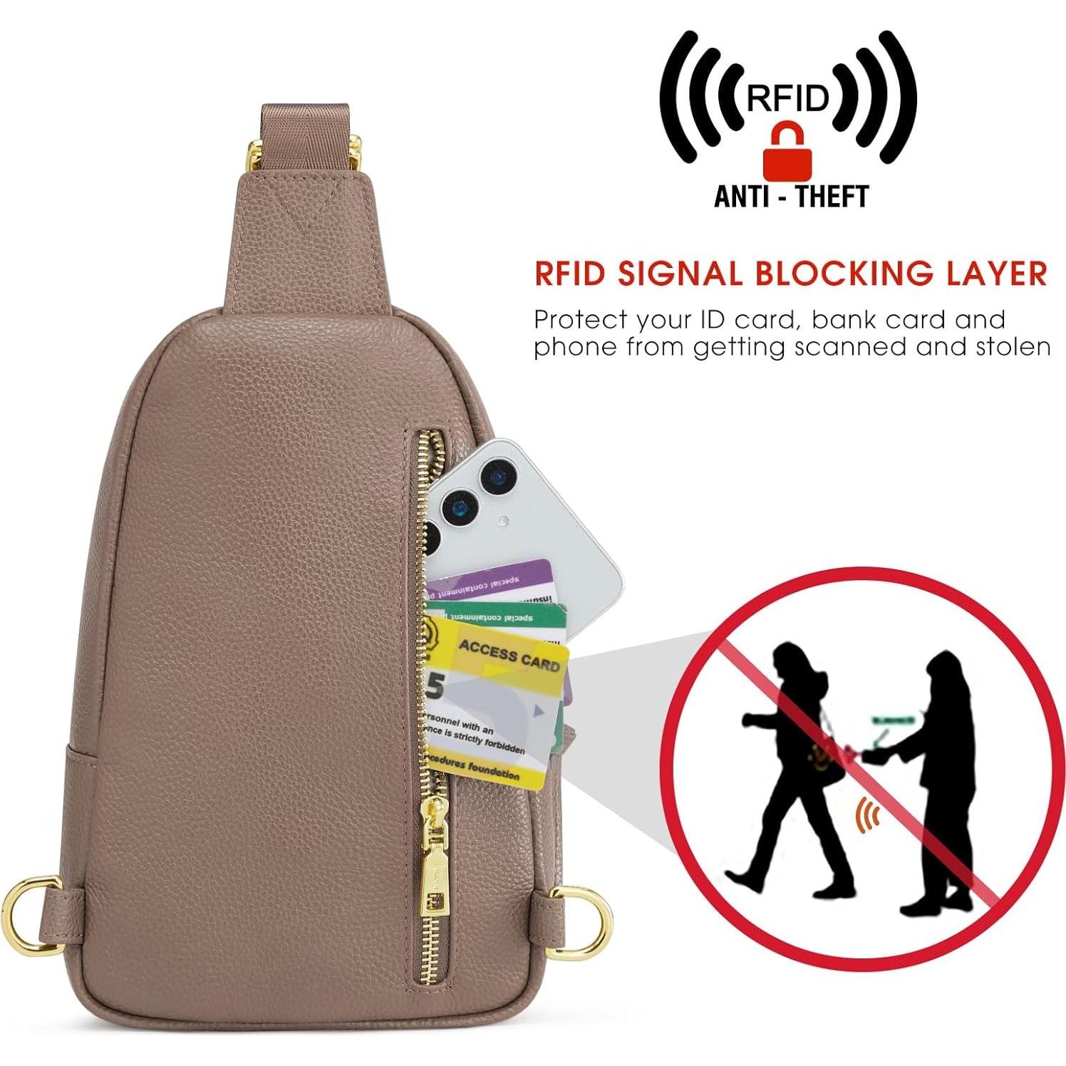 Bolso Bandolera de Cuero Kattee para Mujeres con Bloqueo RFID