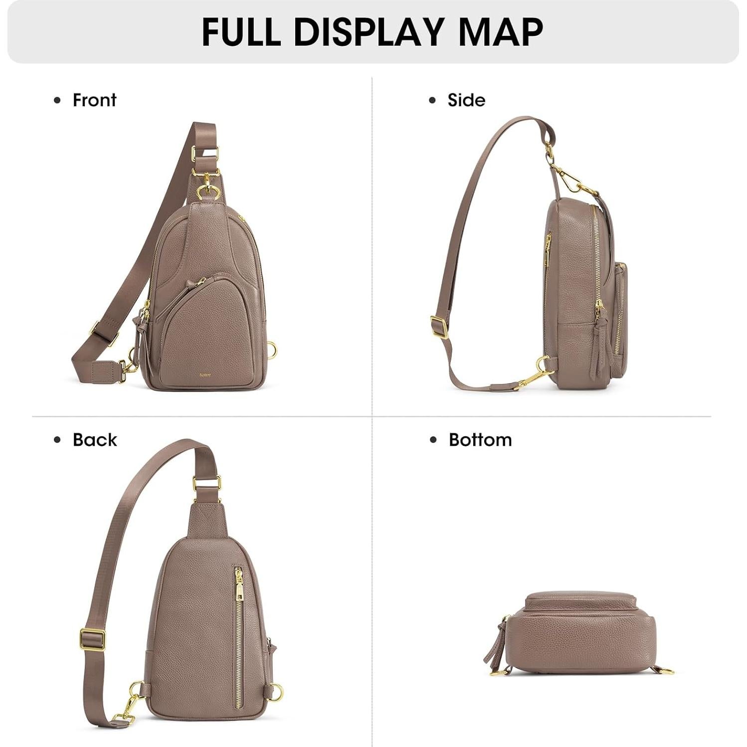 Bolso Bandolera de Cuero Kattee para Mujeres con Bloqueo RFID