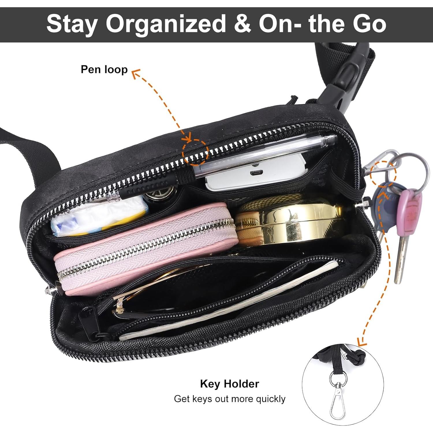 Bolsa de Cintura Fependu Negra para Mujeres, 20.32x13.97cm