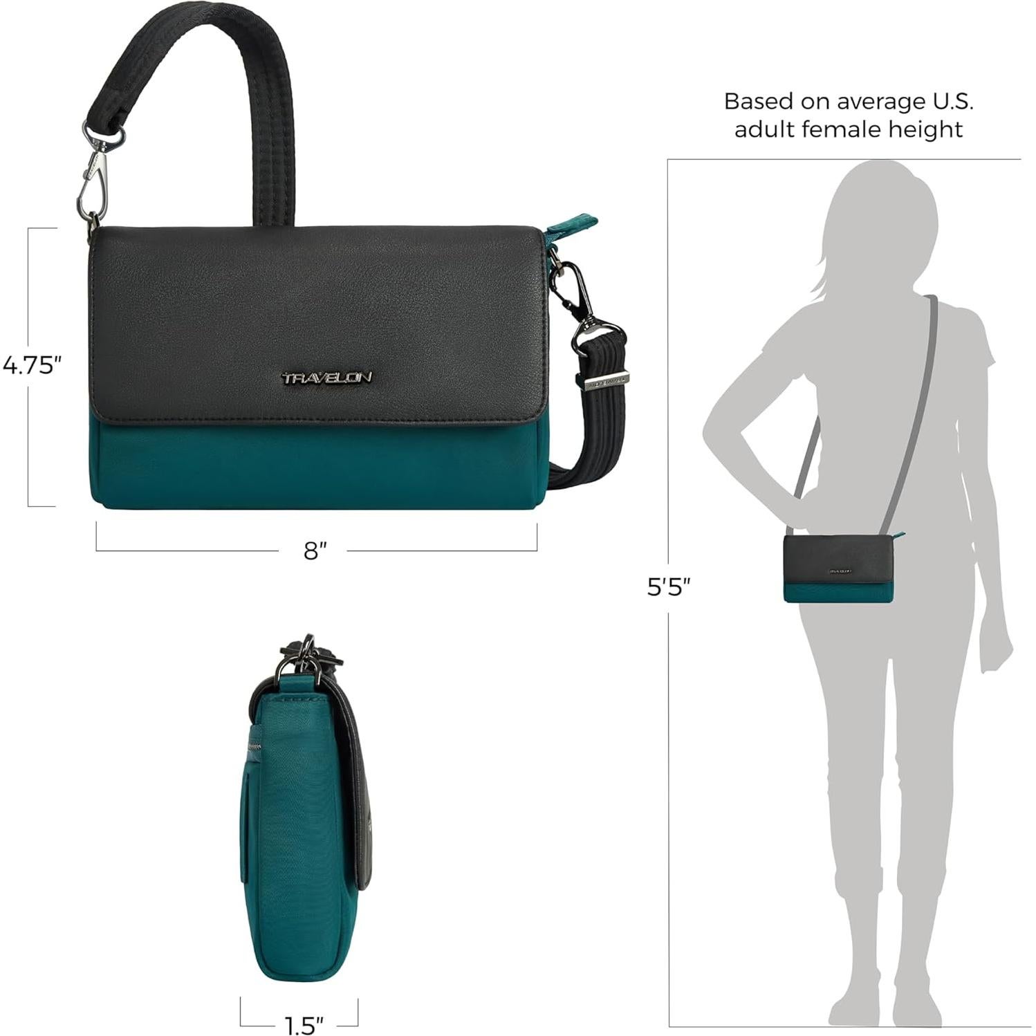 Bolso Cruzado Anti-Robo Travelon Addison Verde Pino