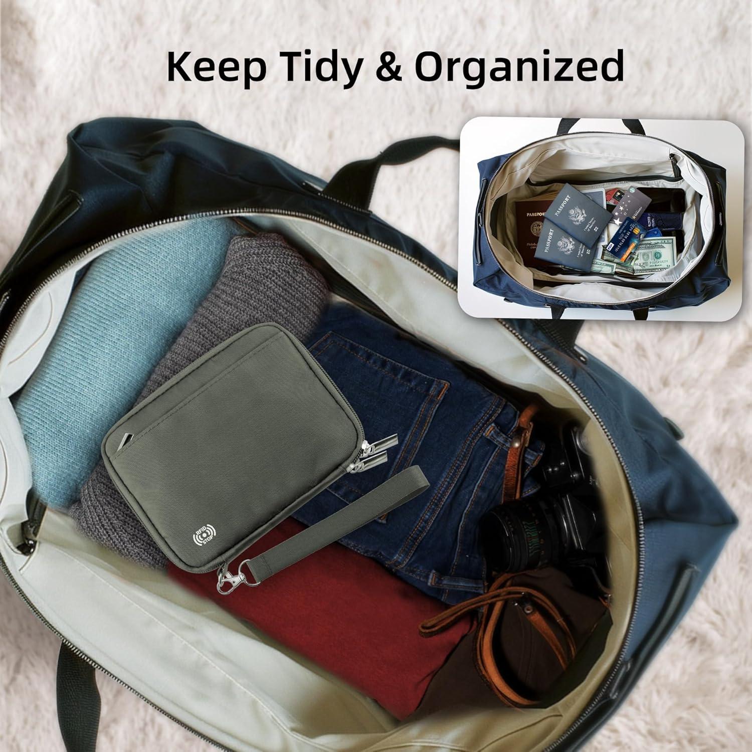 Portafolios de Pasaporte Familiar WALNEW para 4 Personas Gris