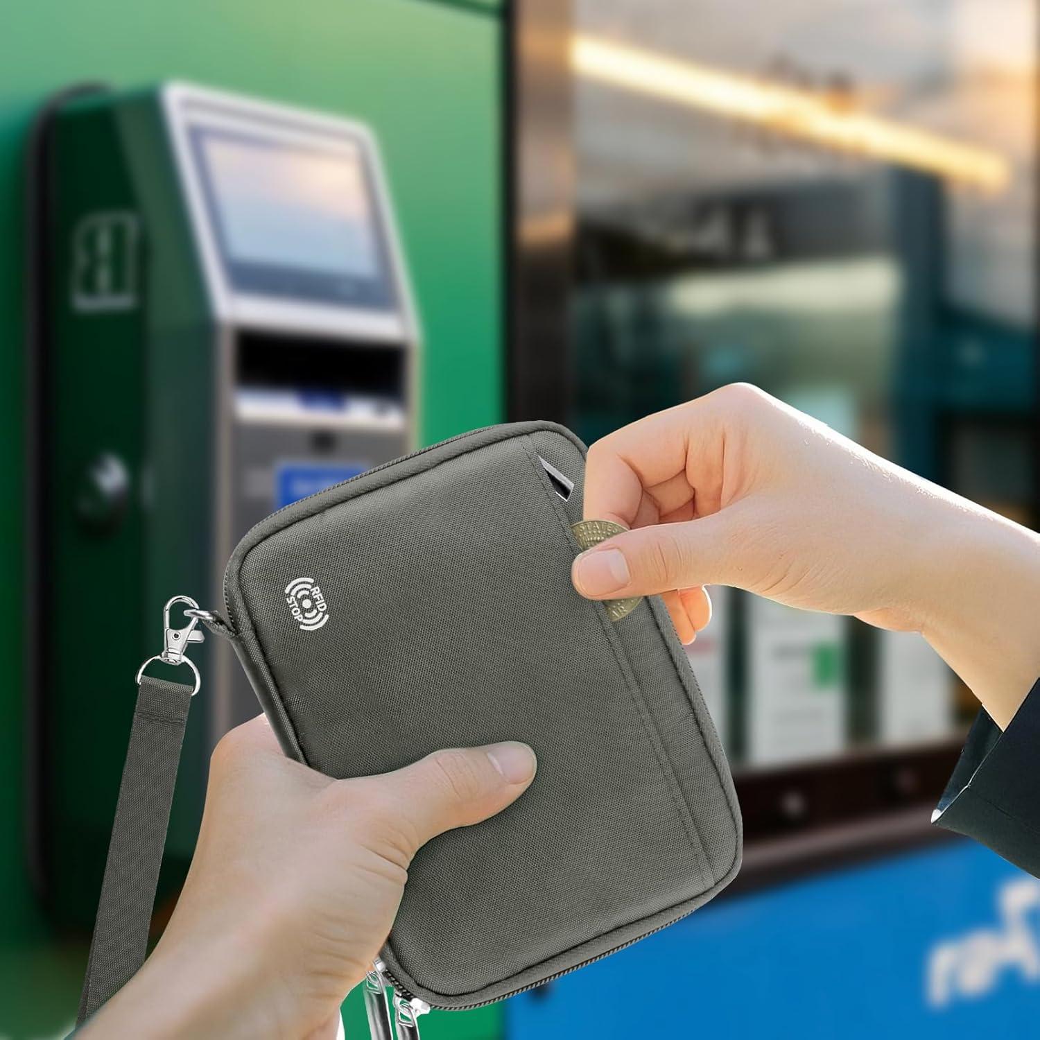 Portafolios de Pasaporte Familiar WALNEW para 4 Personas Gris