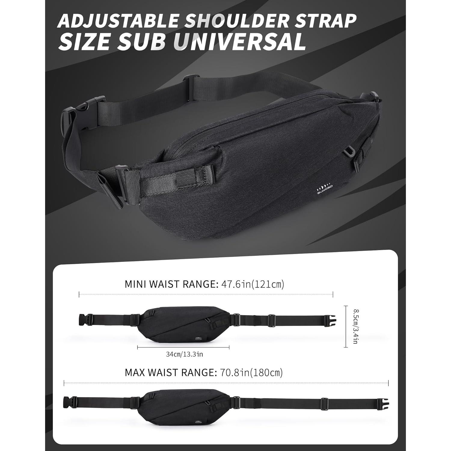 Bolso Cruzado Suwap Antirrobo Ajustable Negro 33.8x16cm