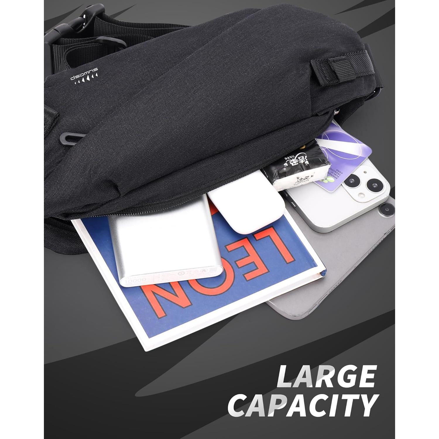 Bolso Cruzado Suwap Antirrobo Ajustable Negro 33.8x16cm