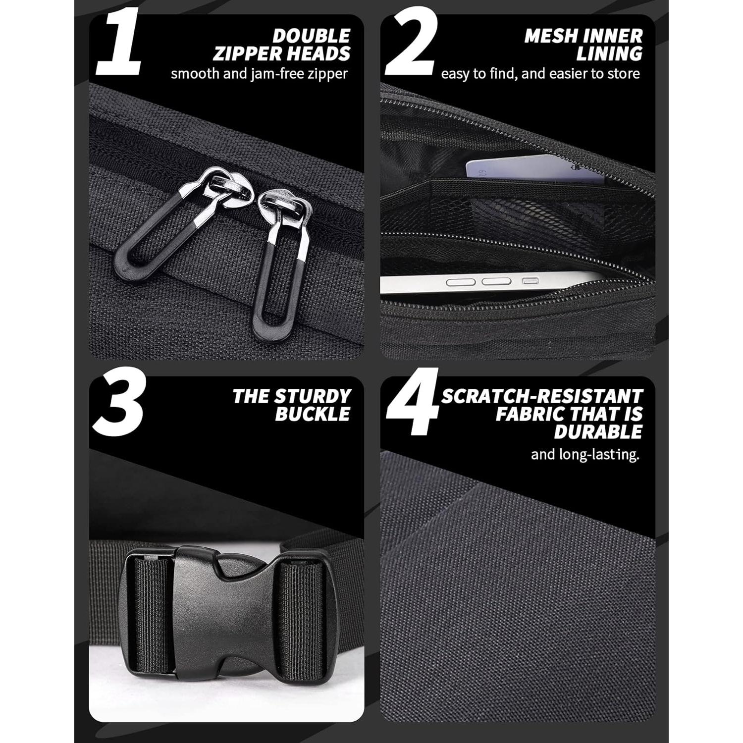 Bolso Cruzado Suwap Antirrobo Ajustable Negro 33.8x16cm