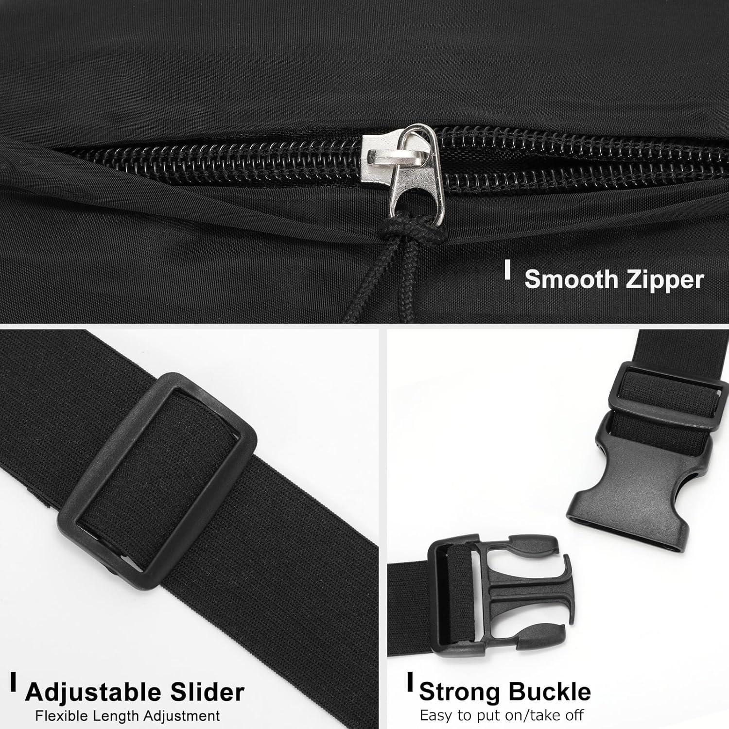 Bolsa de Cintura SUOSDEY Unisex Negra RFID Ajustable 135cm