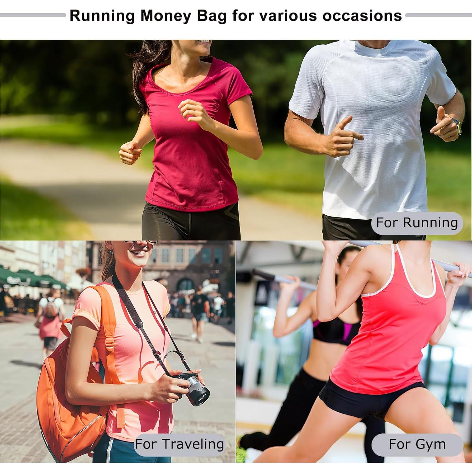 Bolsa de Cintura SUOSDEY Unisex Negra RFID Ajustable 135cm