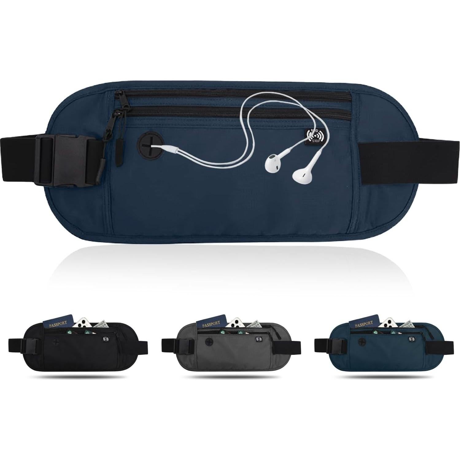 Cinturón de Dinero de Viaje PreciousU RFID Azul Oscuro