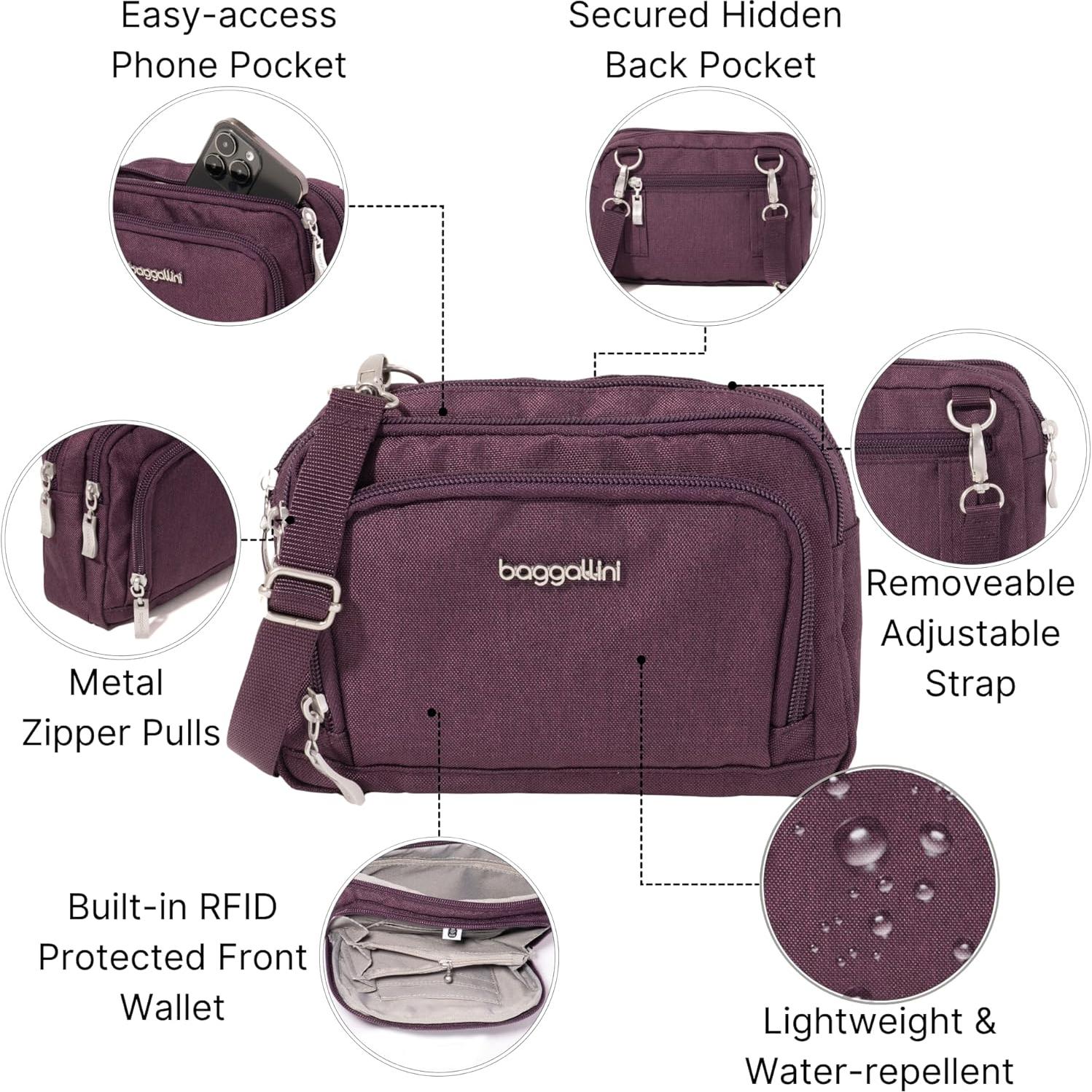 Bolso Cruzado Baggallini Trifecta RFID 20x15cm Mujeres