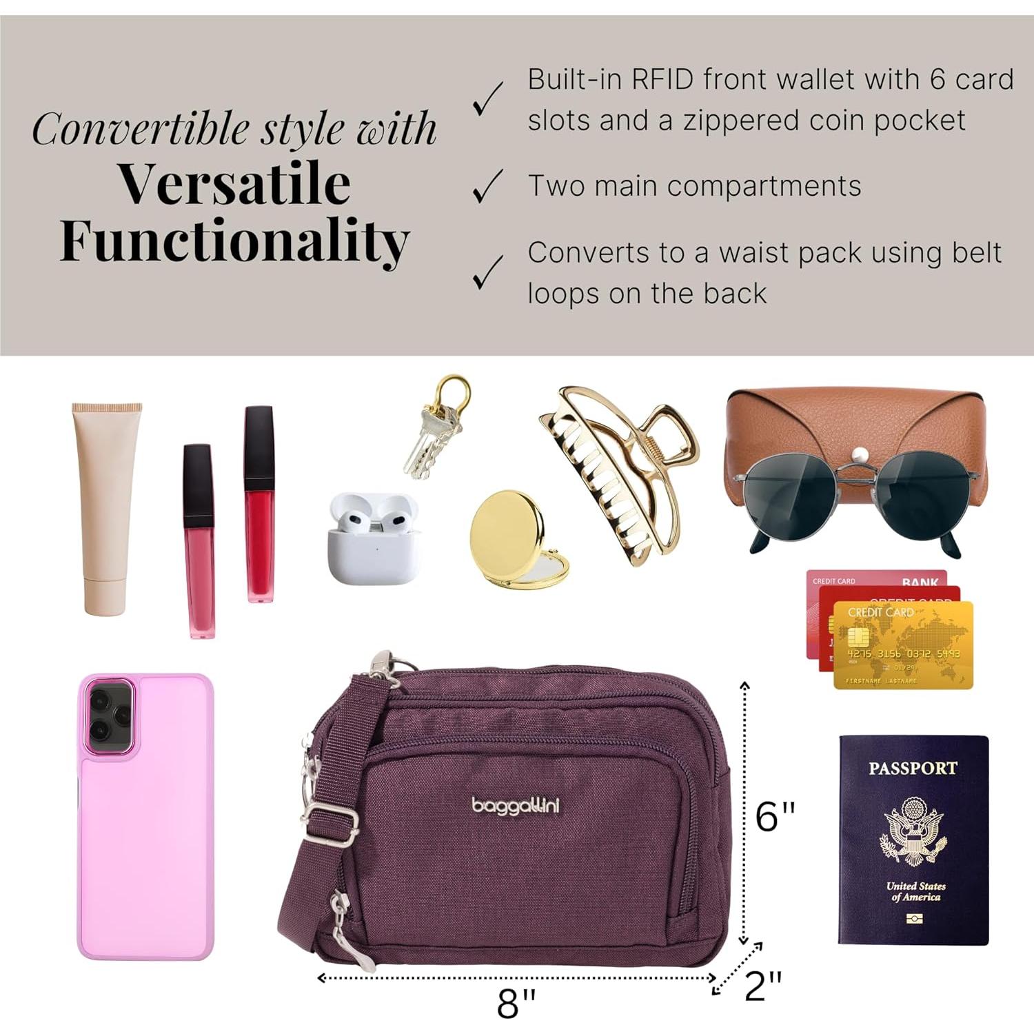 Bolso Cruzado Baggallini Trifecta RFID 20x15cm Mujeres