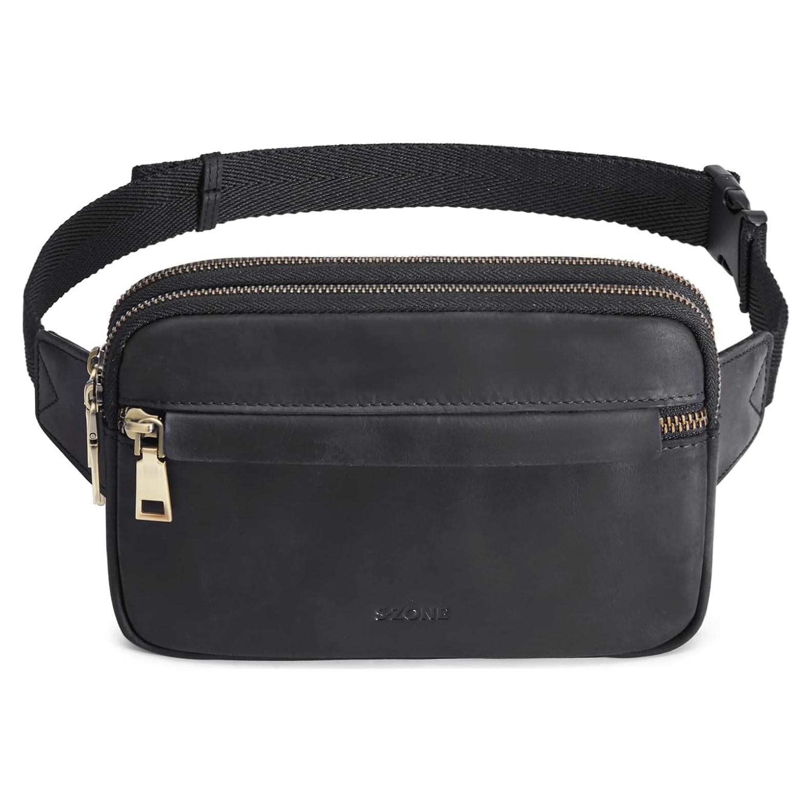 Riñonera de Cuero Genuino S-ZONE con Bloqueo RFID - 22x3.5x15cm