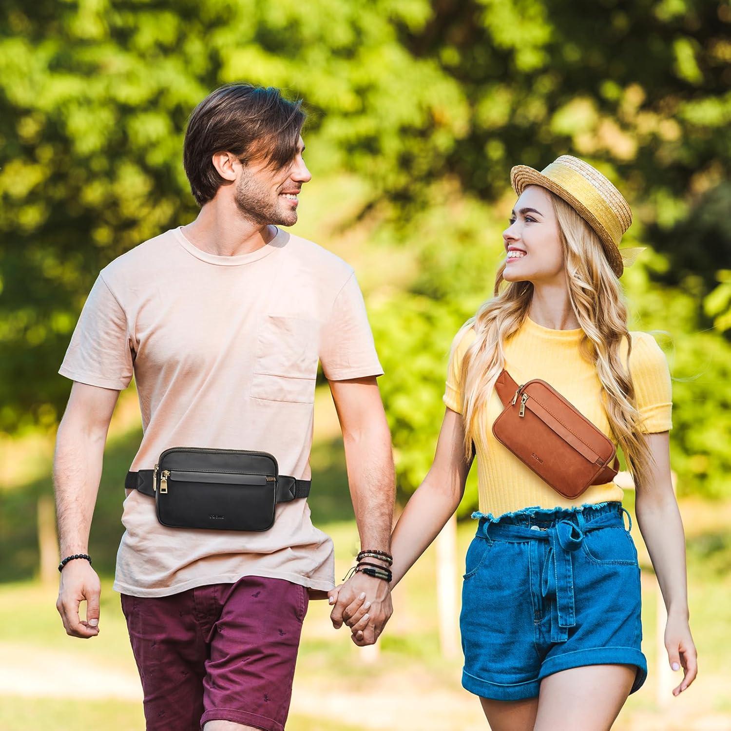 Riñonera de Cuero Genuino S-ZONE con Bloqueo RFID - 22x3.5x15cm