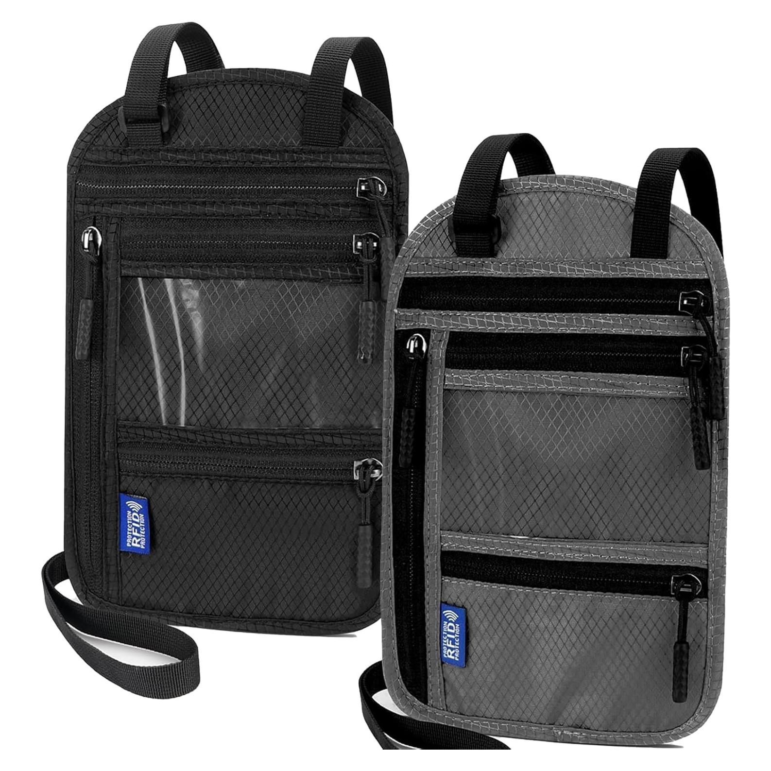 Porta Pasaporte RFID SPOSAFE Negro y Gris - Billetera Oculta