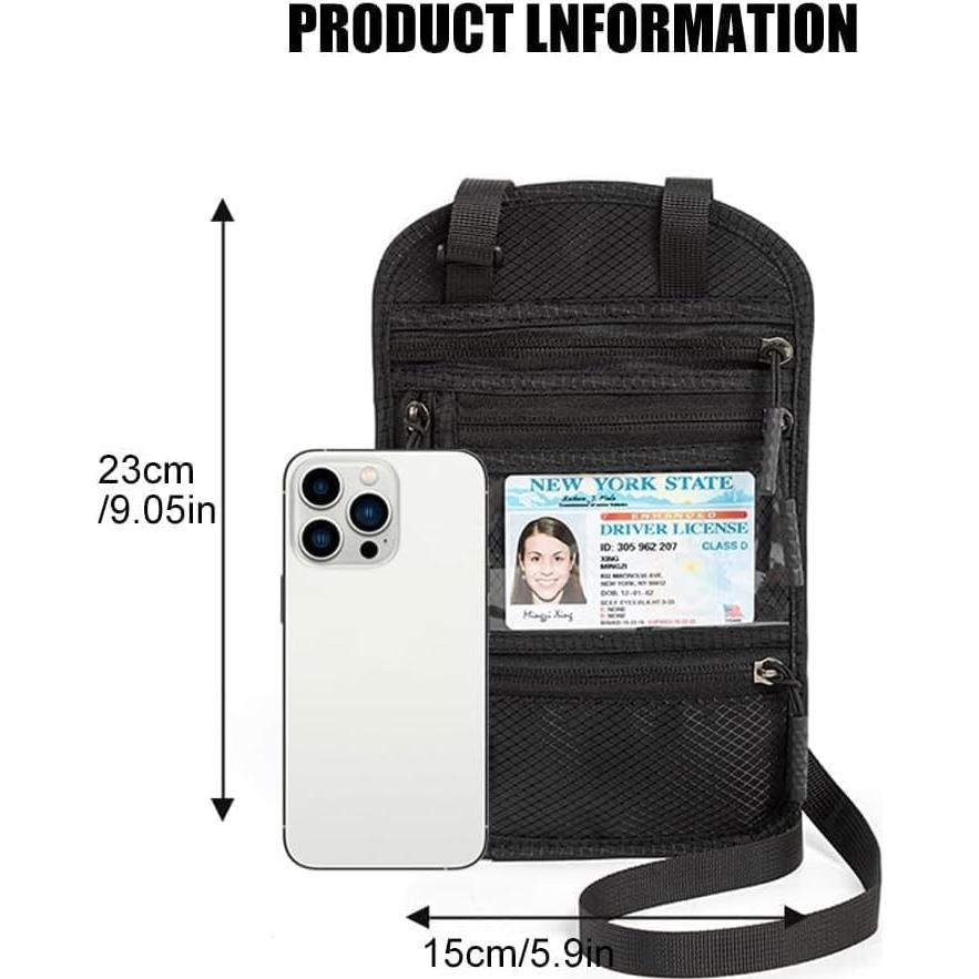 Porta Pasaporte RFID SPOSAFE Negro y Gris - Billetera Oculta