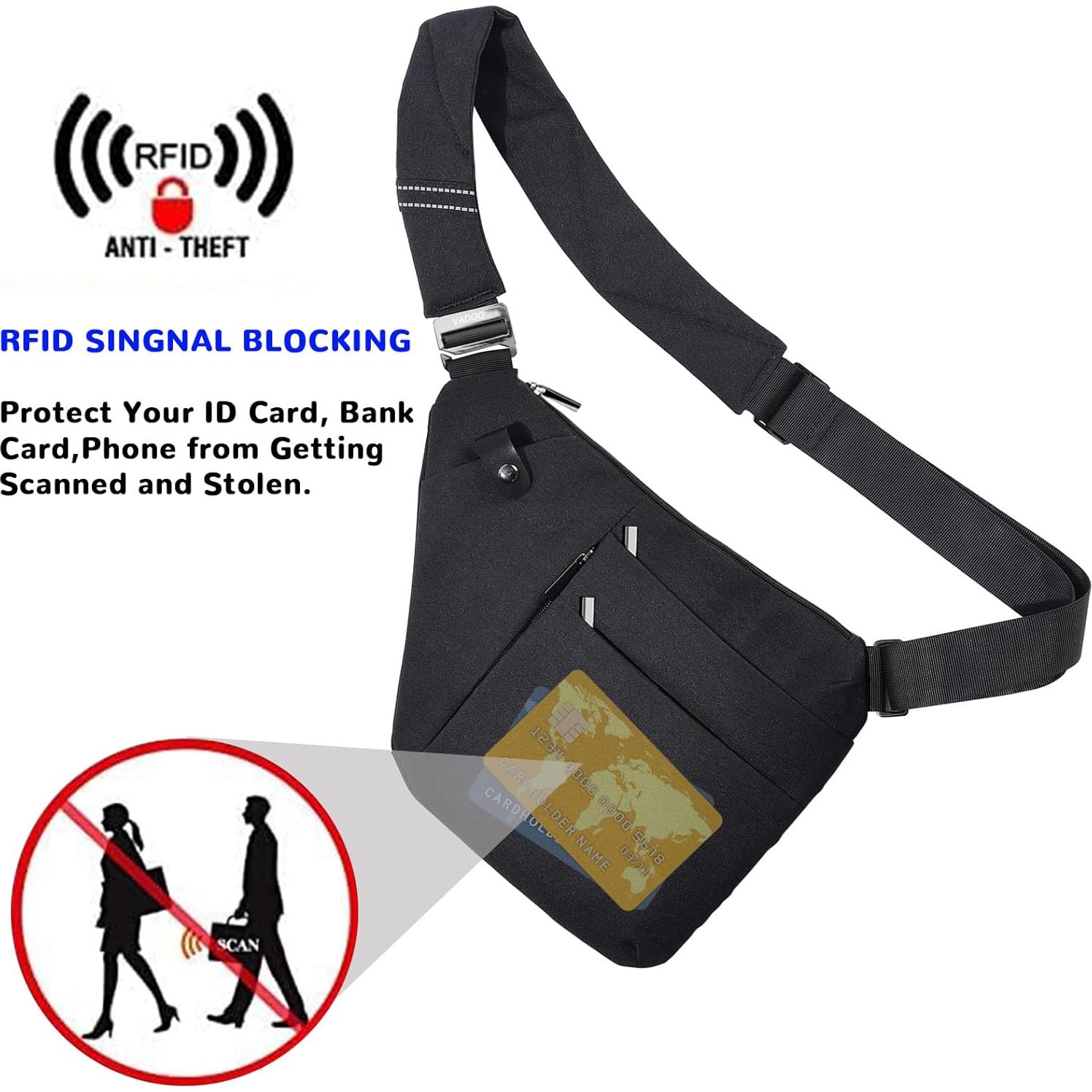 Bolsa de Hombro Cruzada Antirrobo VADOO Unisex 29.8x19.1cm