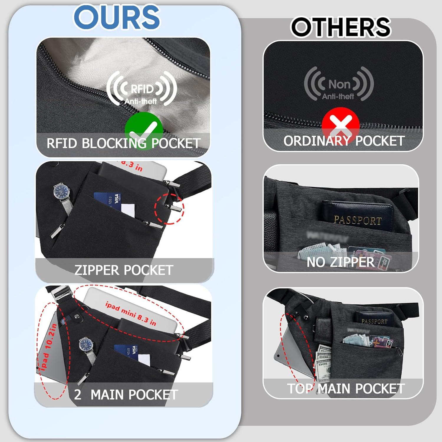 Bolsa de Hombro Cruzada Antirrobo VADOO Unisex 29.8x19.1cm