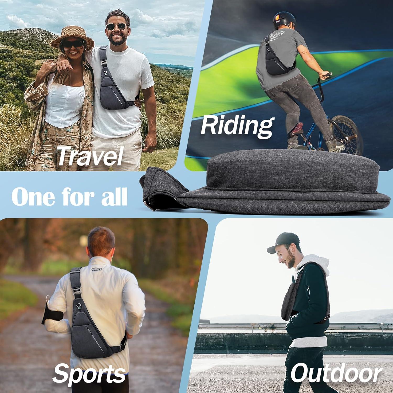 Bolsa Cruzada Antirrobo LKEX Gris Oscuro Diestro 35x22cm