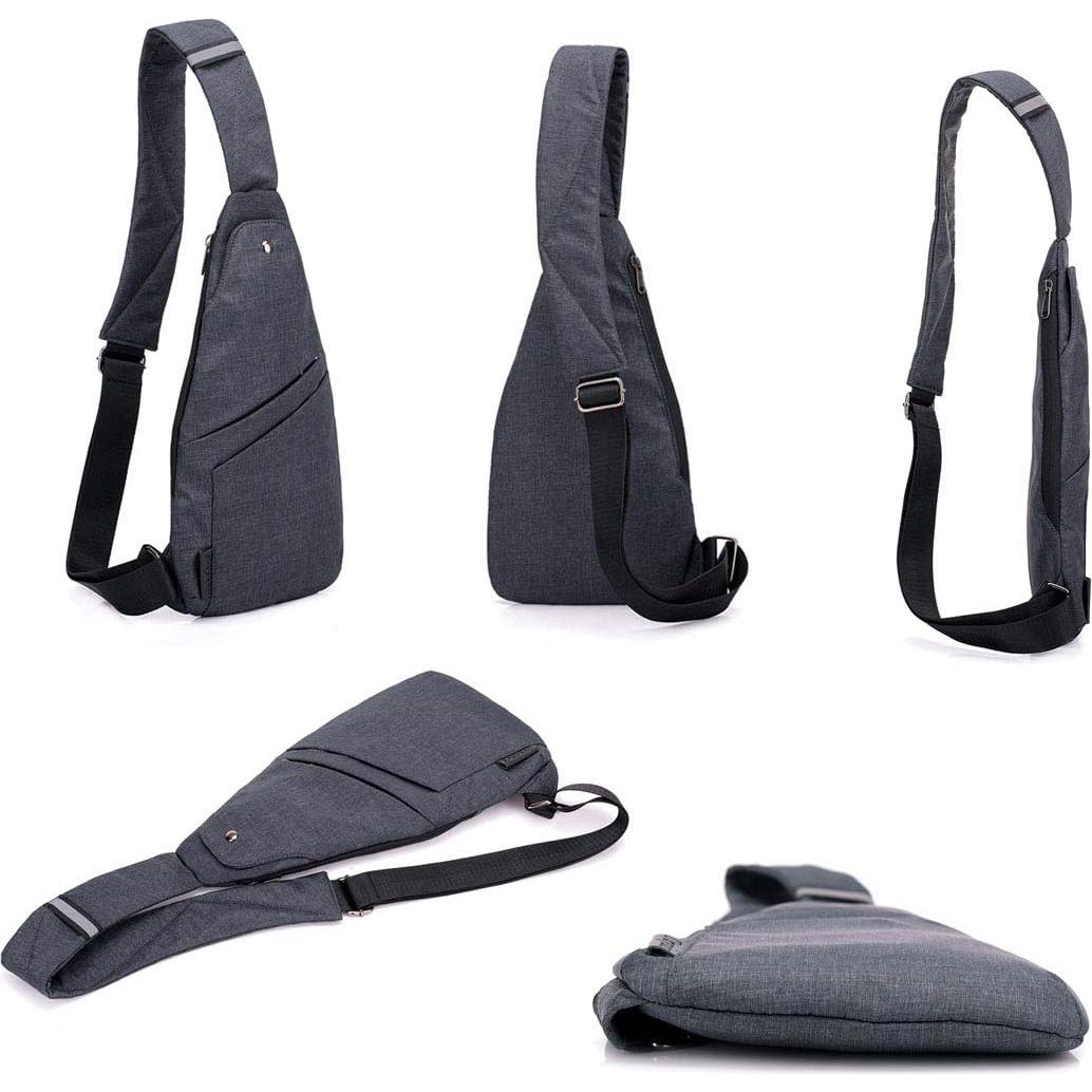 Bolsa Bandolera Antirrobo Ligera Gris Oscuro para Viajes