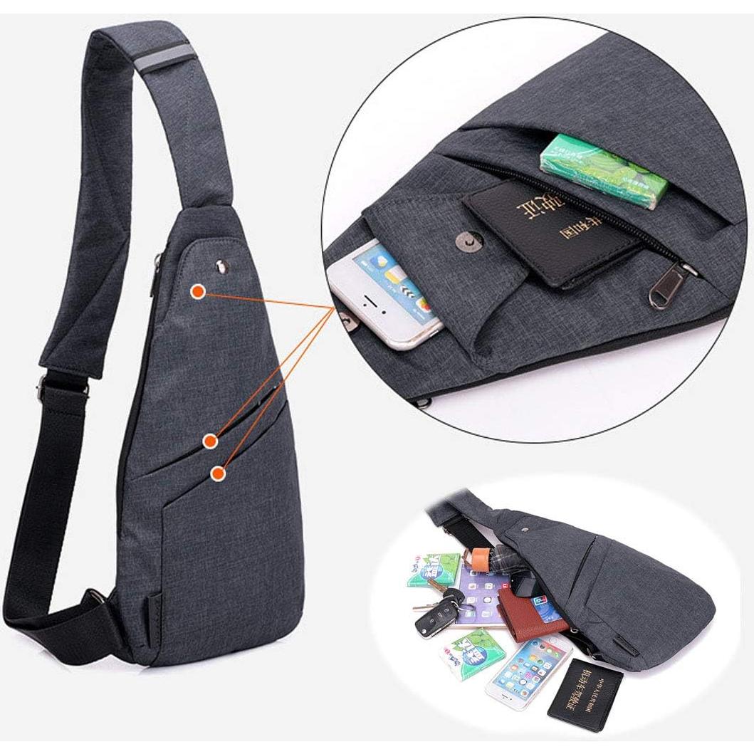 Bolsa Bandolera Antirrobo Ligera Gris Oscuro para Viajes
